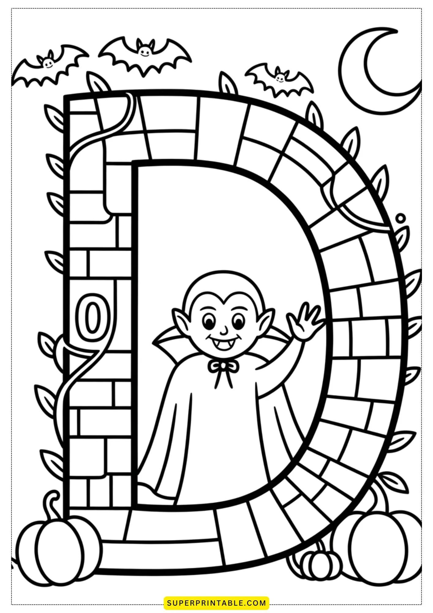 Haunted Alphabet Castle Coloring Pages 4