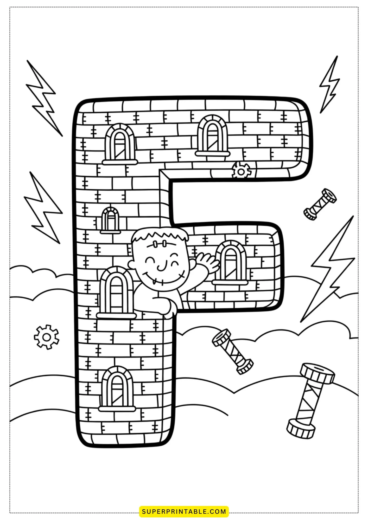 Haunted Alphabet Castle Coloring Pages 6