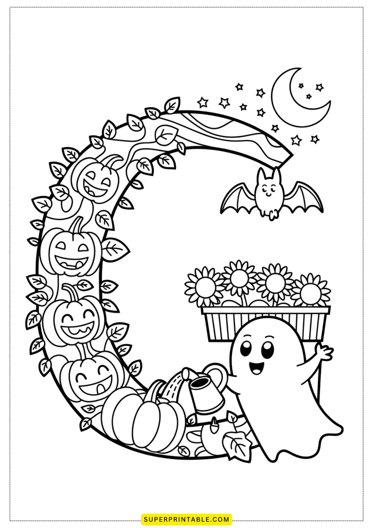 Haunted Alphabet Castle Coloring Pages 7