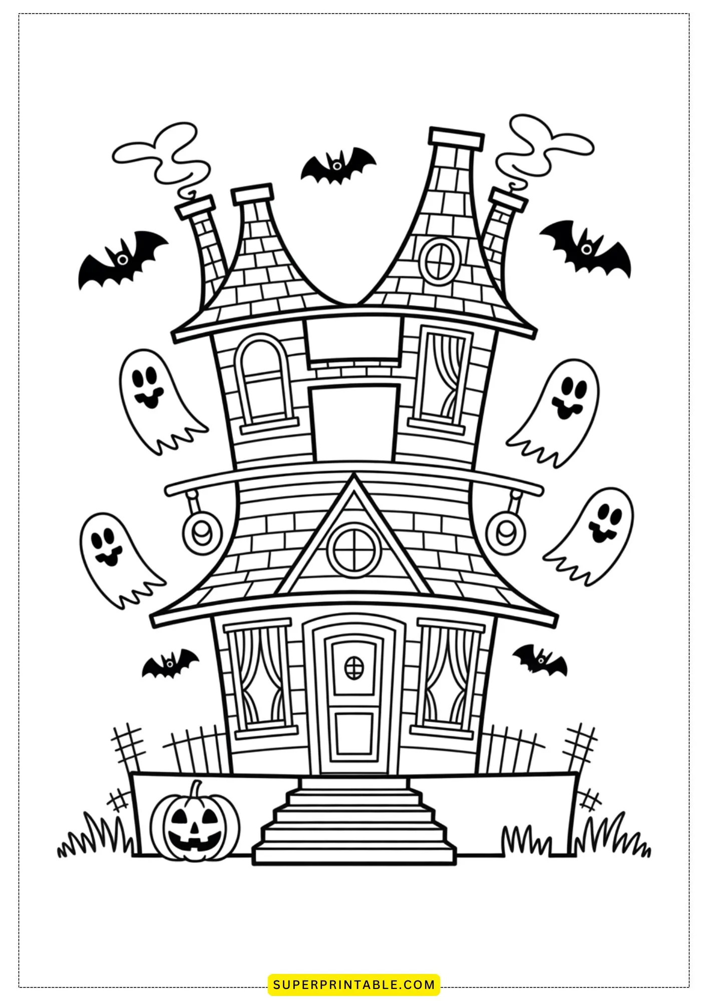 Haunted Alphabet Castle Coloring Pages 8