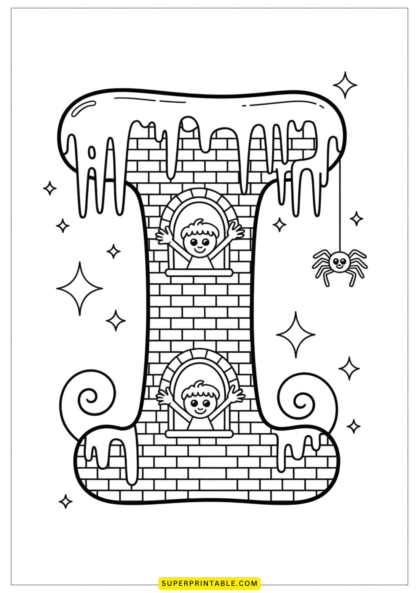 Haunted Alphabet Castle Coloring Pages 9