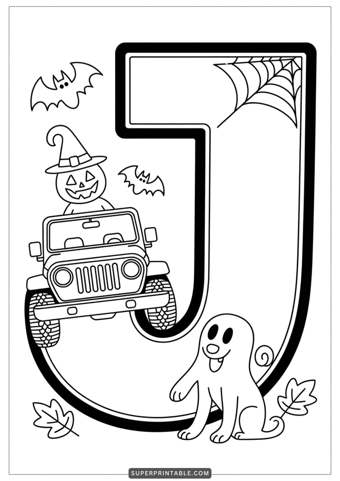 Haunted Car Alphabet Coloring Pages 10