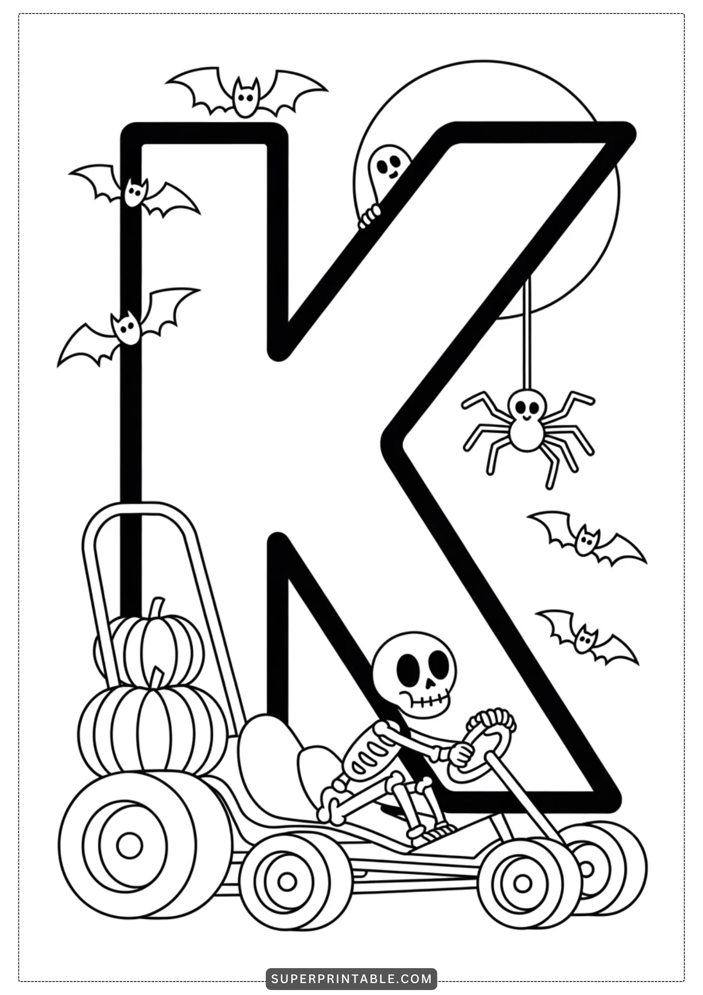 Haunted Car Alphabet Coloring Pages 11
