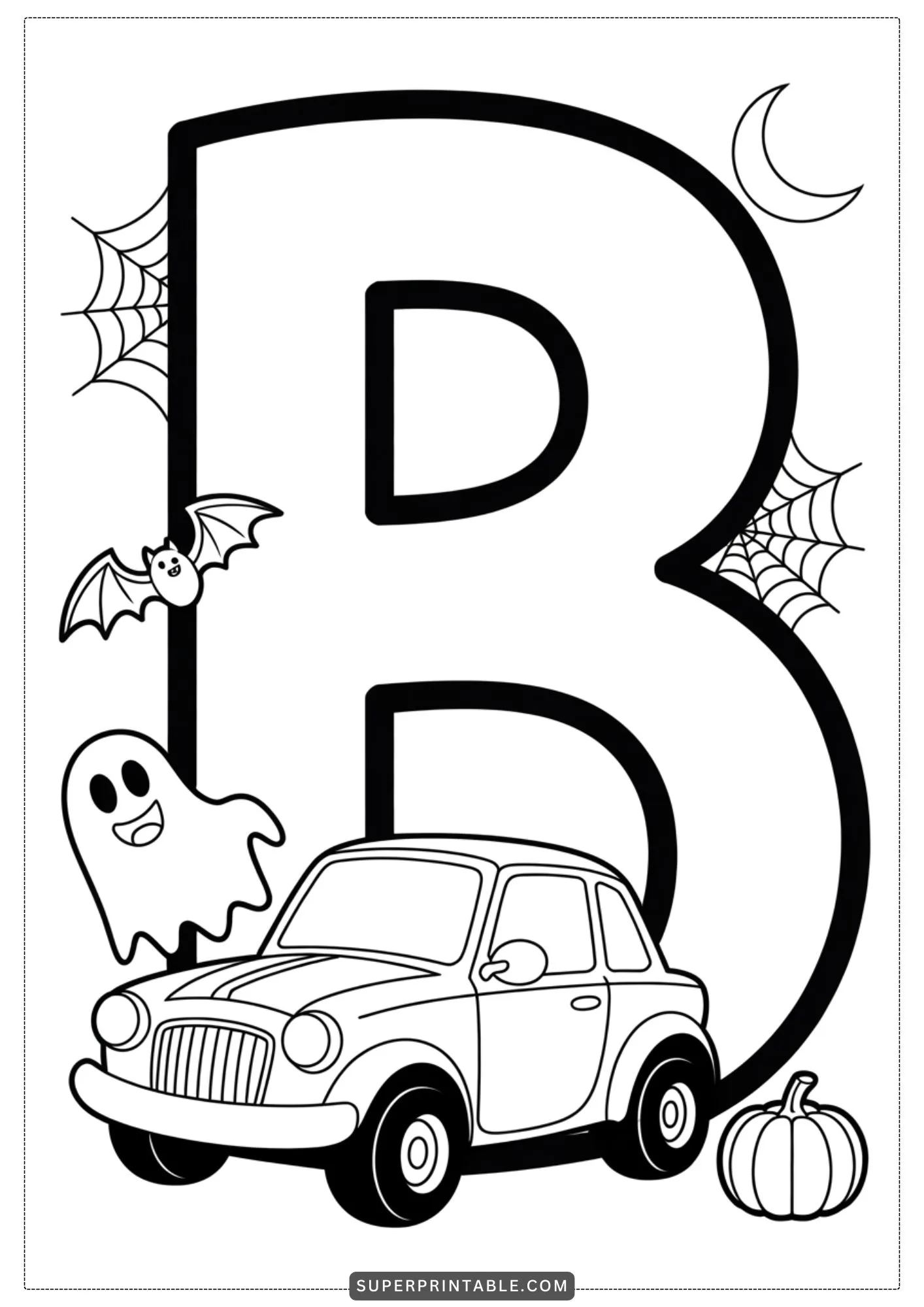 Haunted Car Alphabet Coloring Pages 2