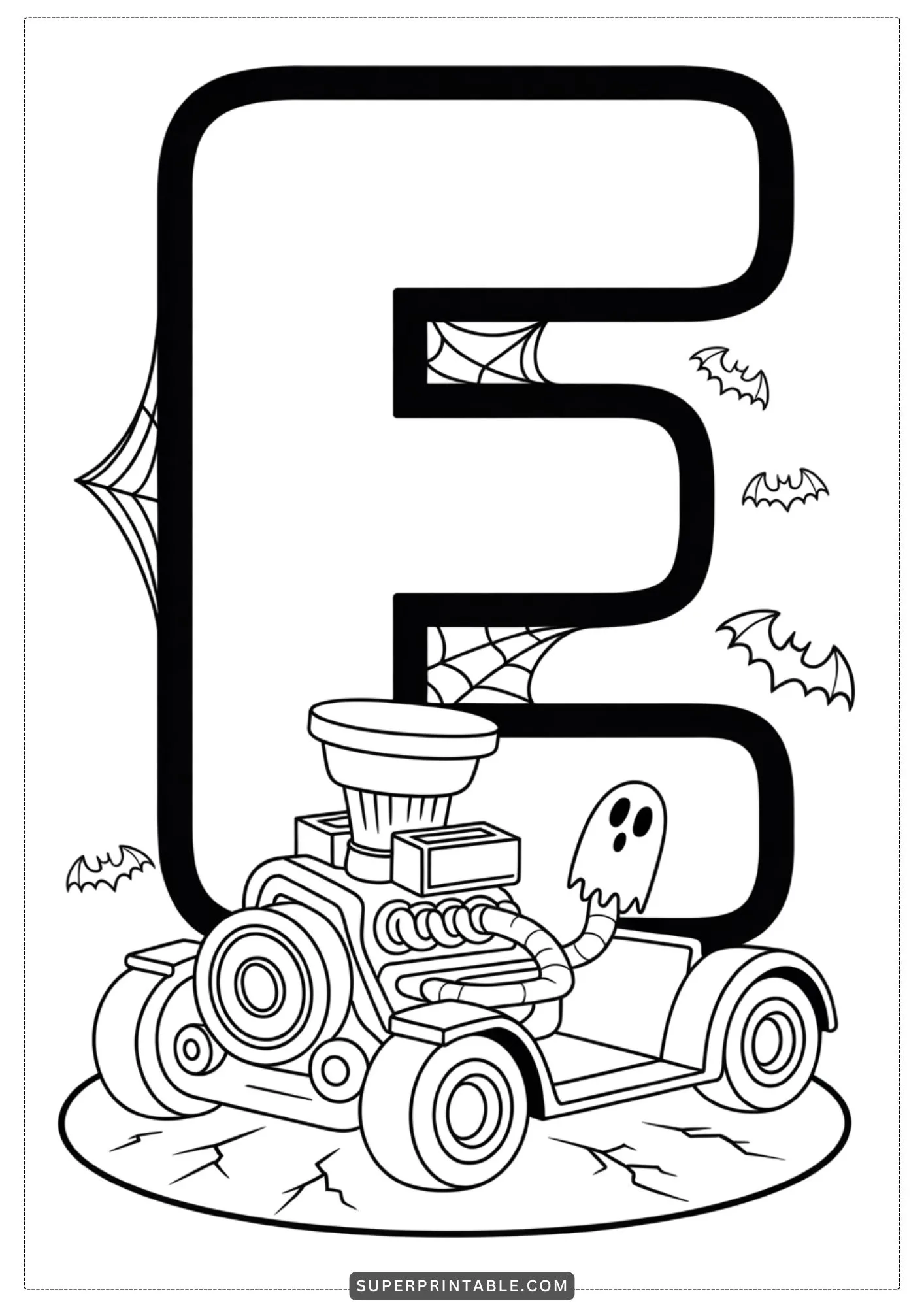 Haunted Car Alphabet Coloring Pages 5