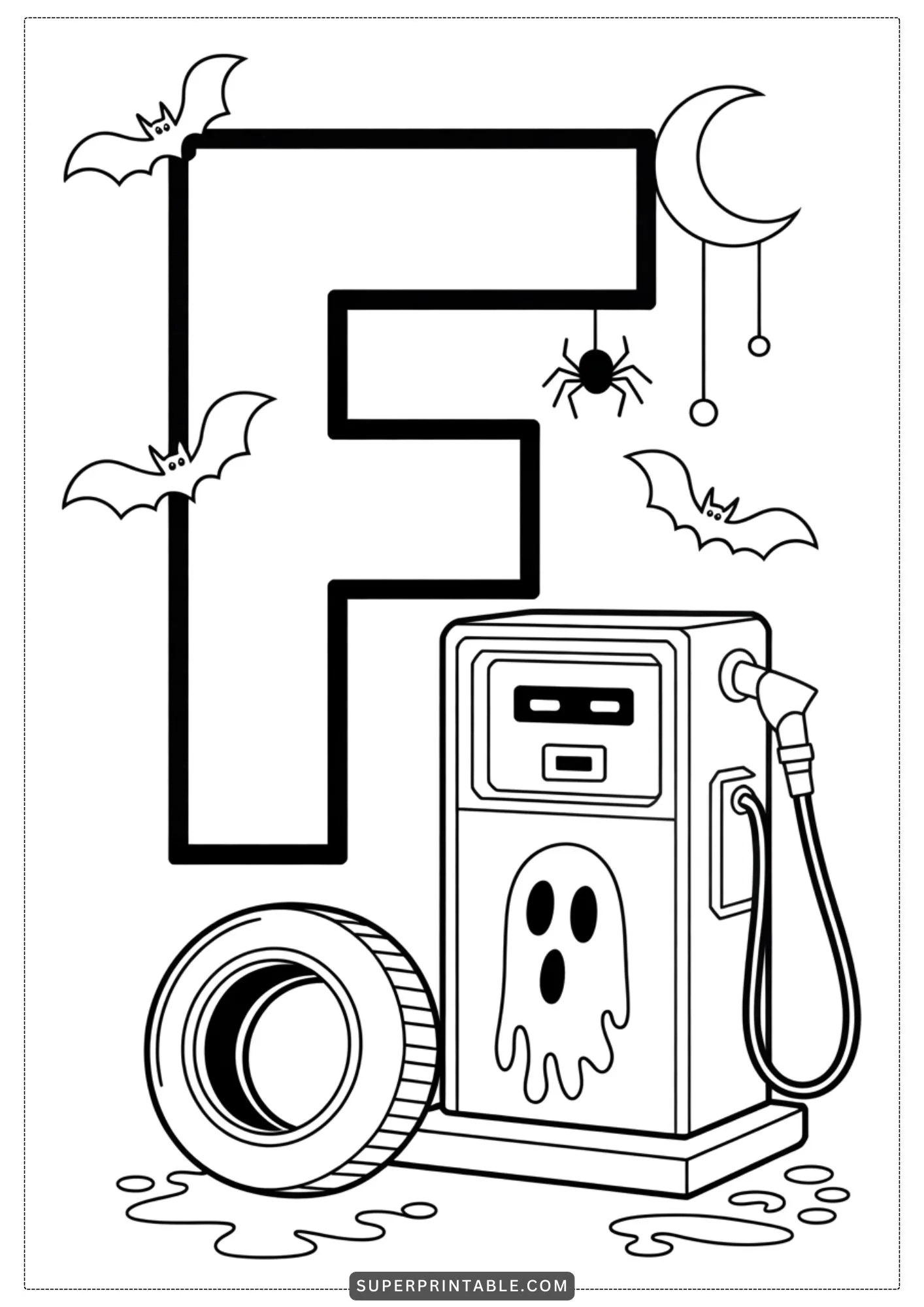 Haunted Car Alphabet Coloring Pages 6