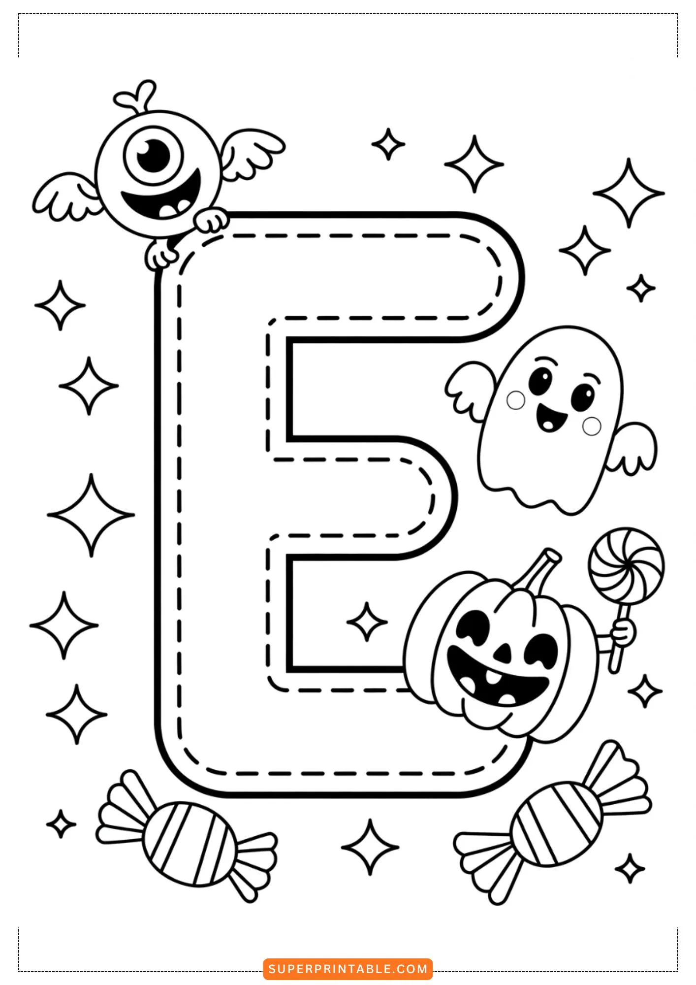 Haunted Friends Alphabet Coloring Pages 5