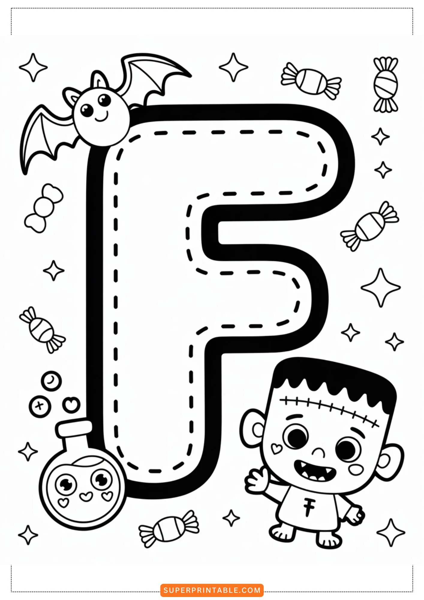 Haunted Friends Alphabet Coloring Pages 6