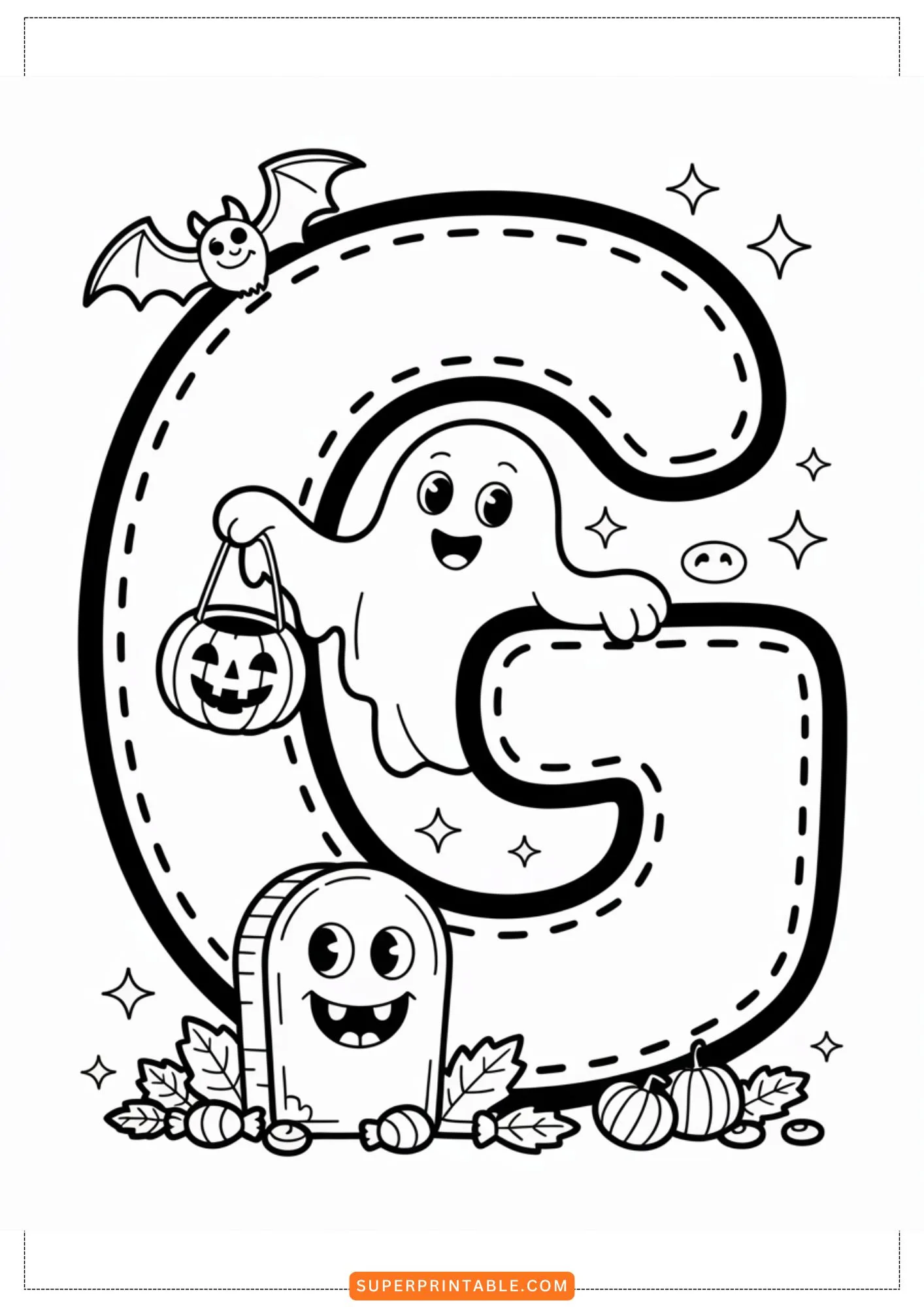 Haunted Friends Alphabet Coloring Pages 7