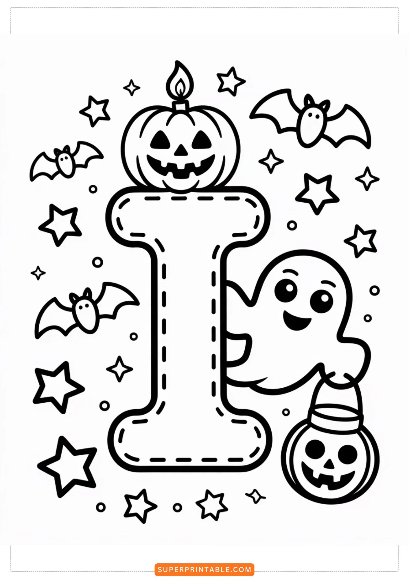 Haunted Friends Alphabet Coloring Pages 9