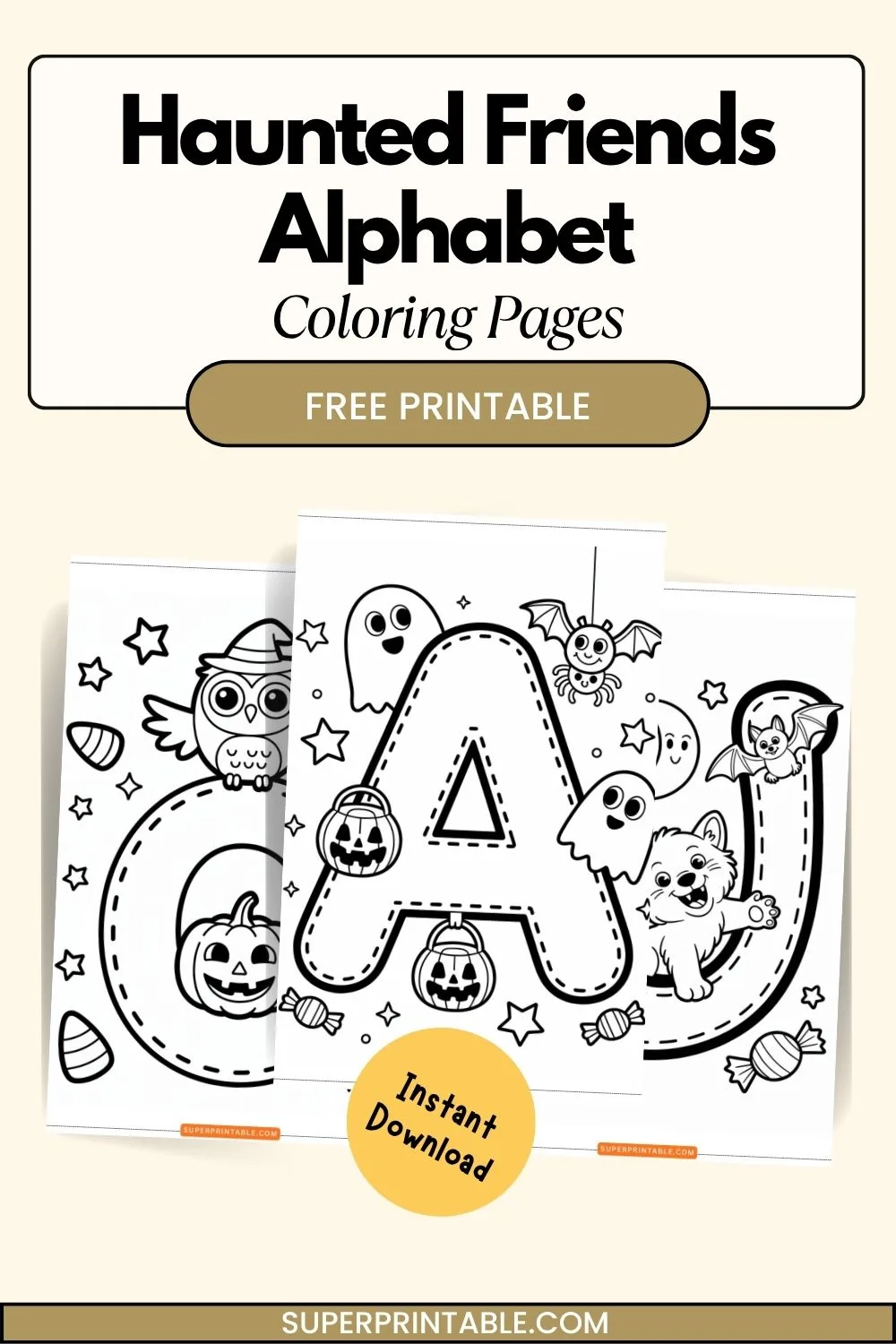 Haunted Friends Alphabet Coloring Pages Pinterest Image