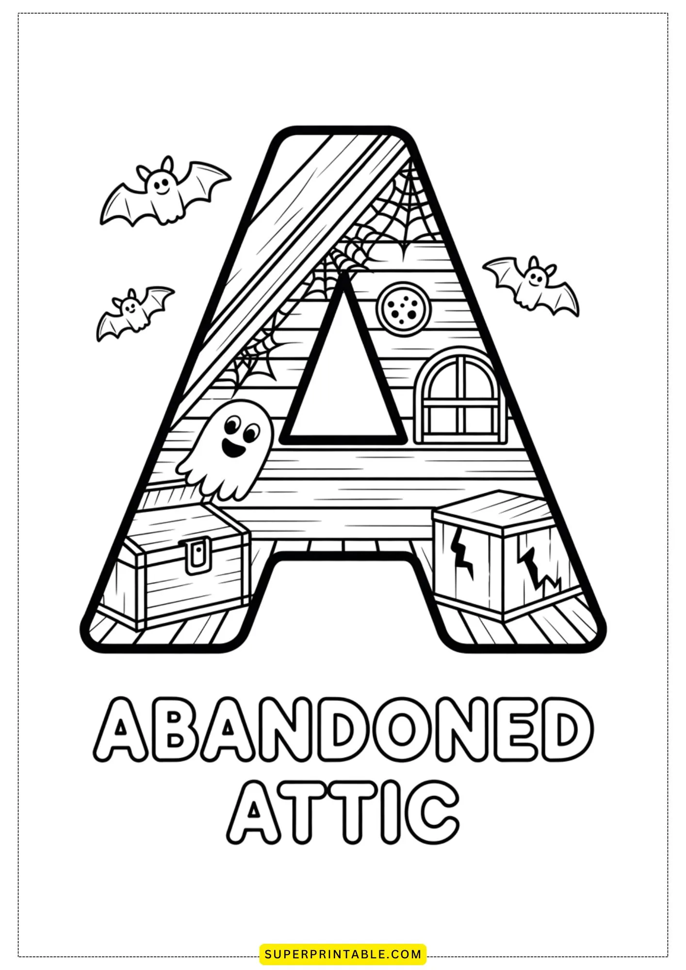 Haunted House Alphabet Coloring Pages 1
