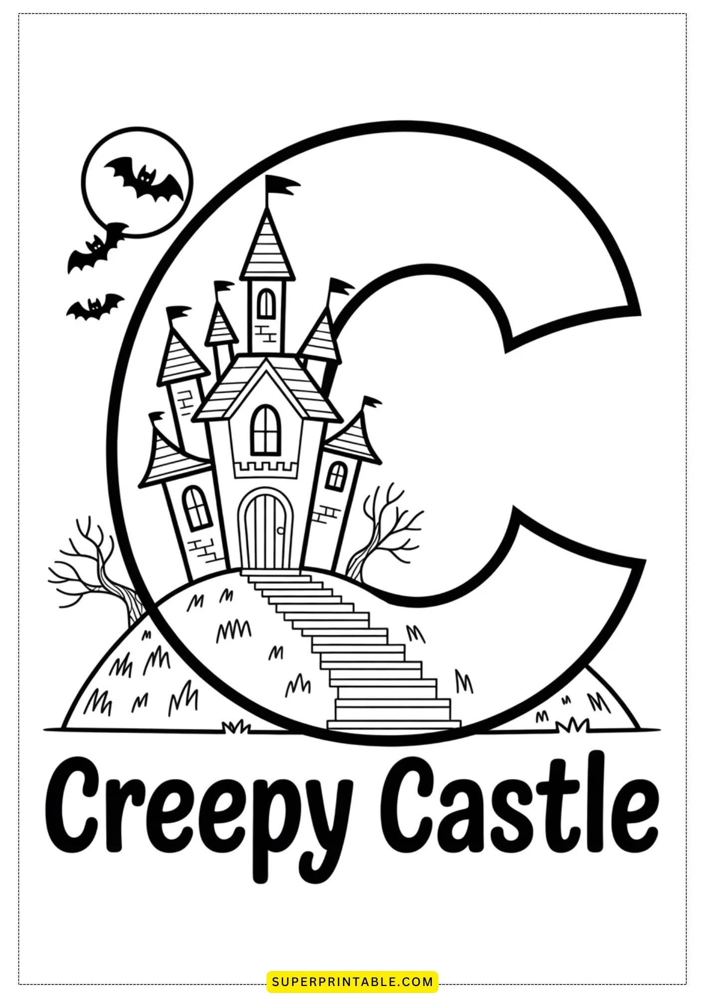 Haunted House Alphabet Coloring Pages 3