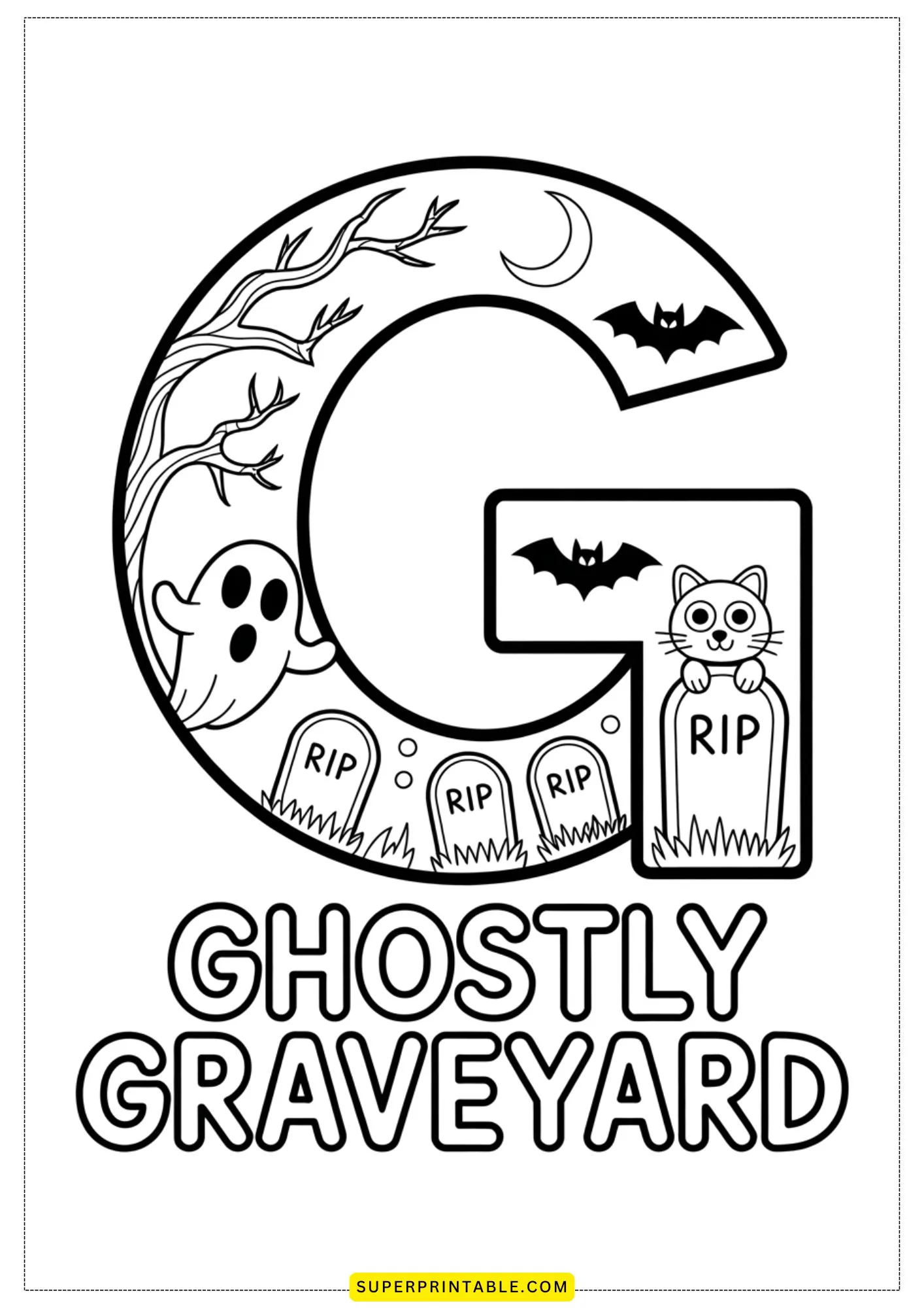 Haunted House Alphabet Coloring Pages 7