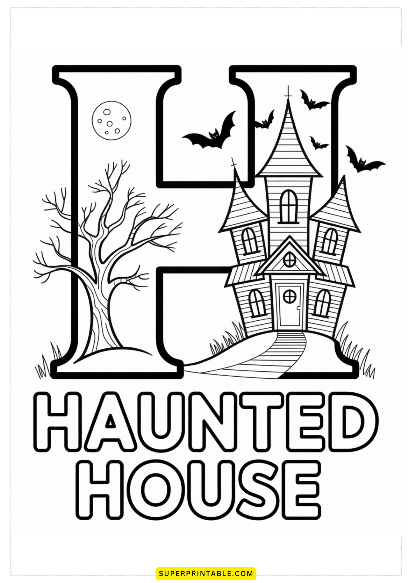 Haunted House Alphabet Coloring Pages 8