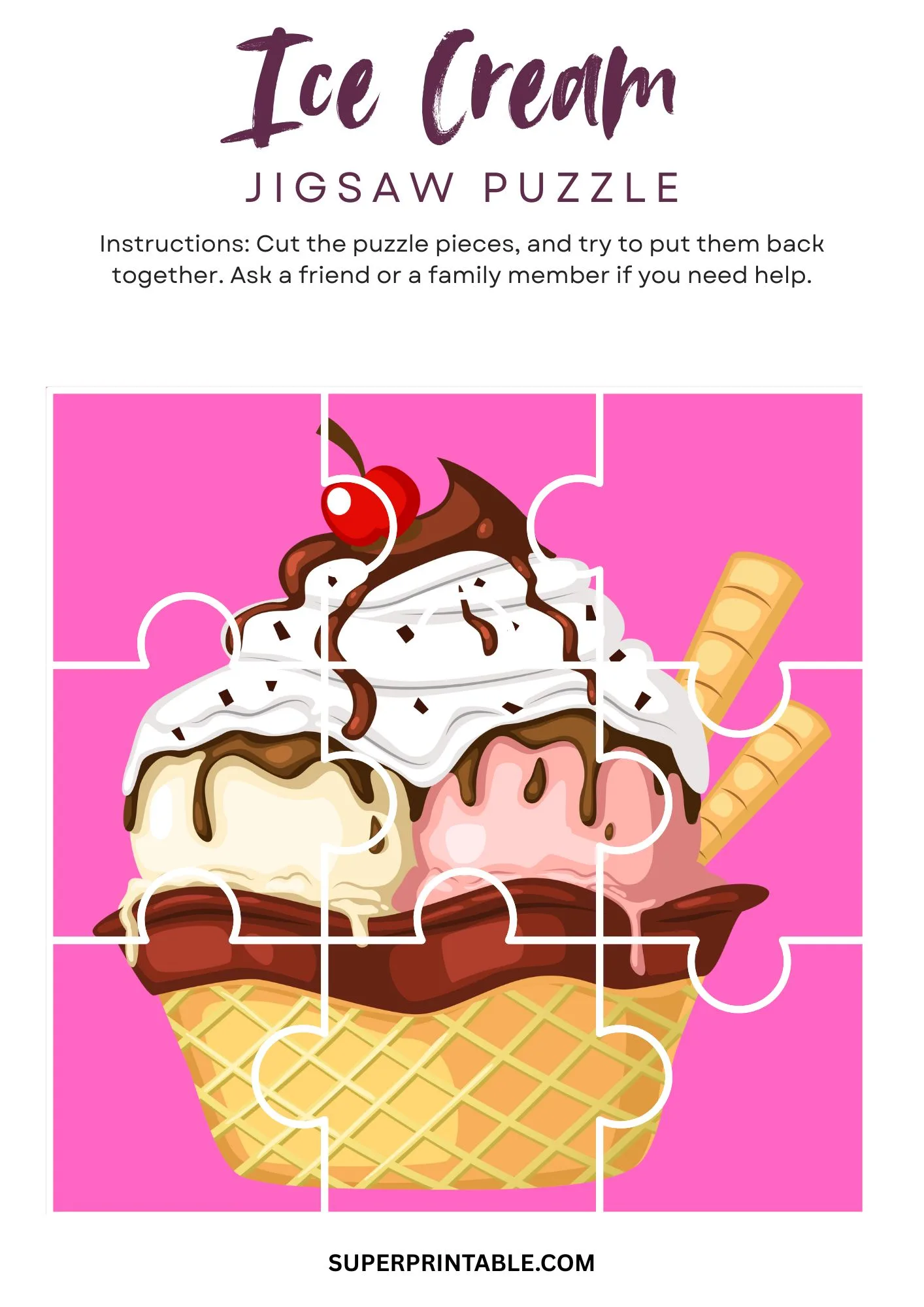 Ice Cream Jigsaw Puzzle Activity 1