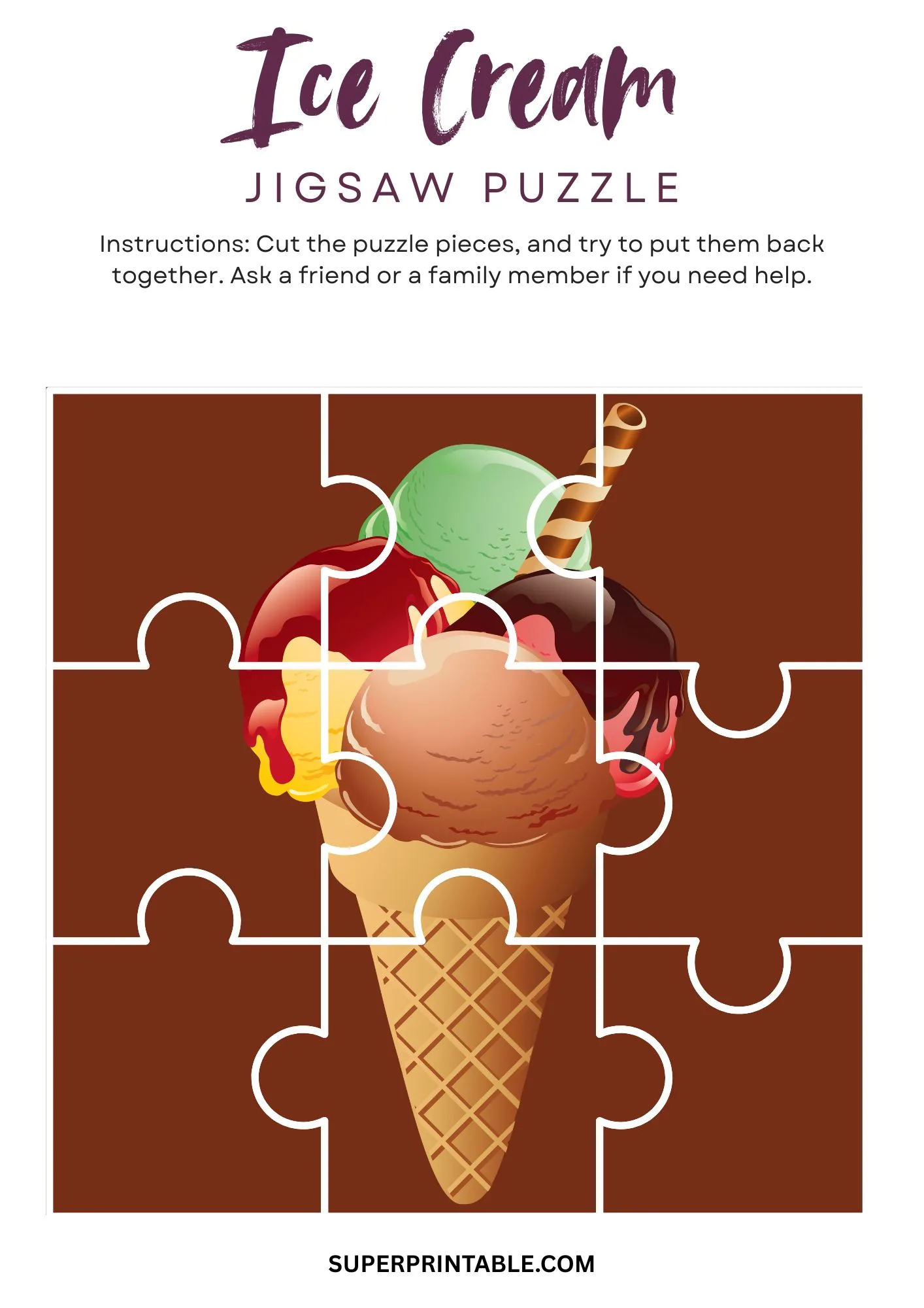 Ice Cream Jigsaw Puzzle Activity 4