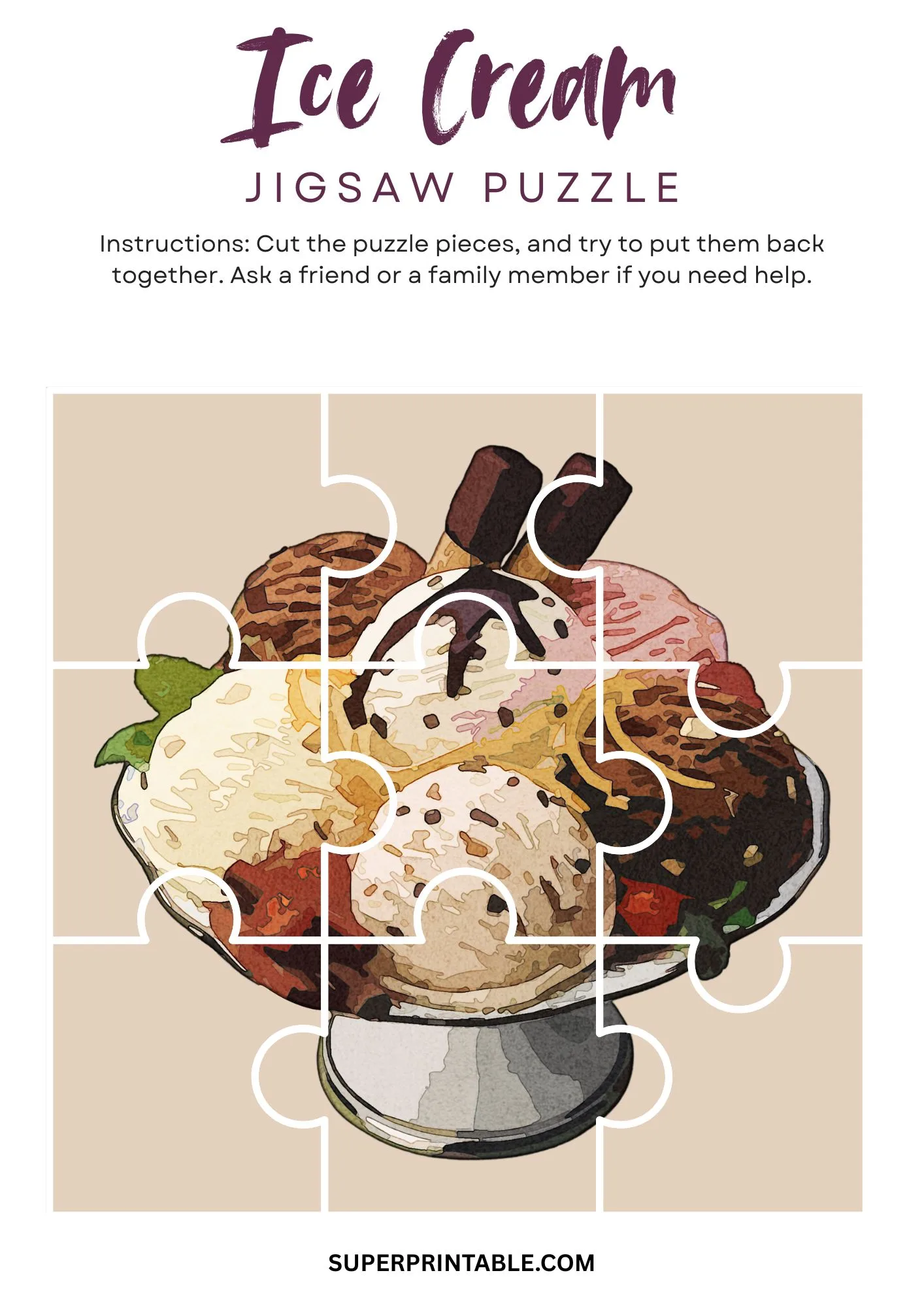Ice Cream Jigsaw Puzzle Activity 5