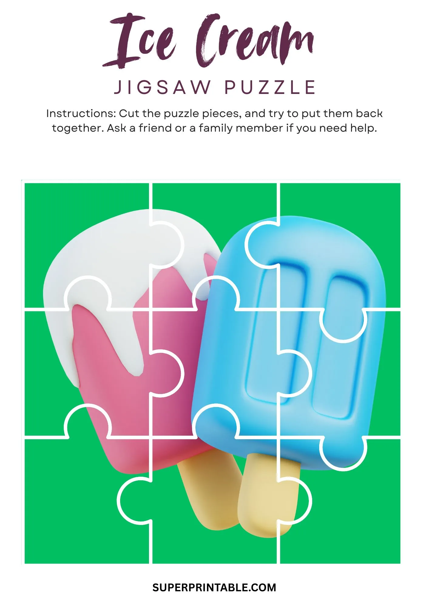 Ice Cream Jigsaw Puzzle Activity 7