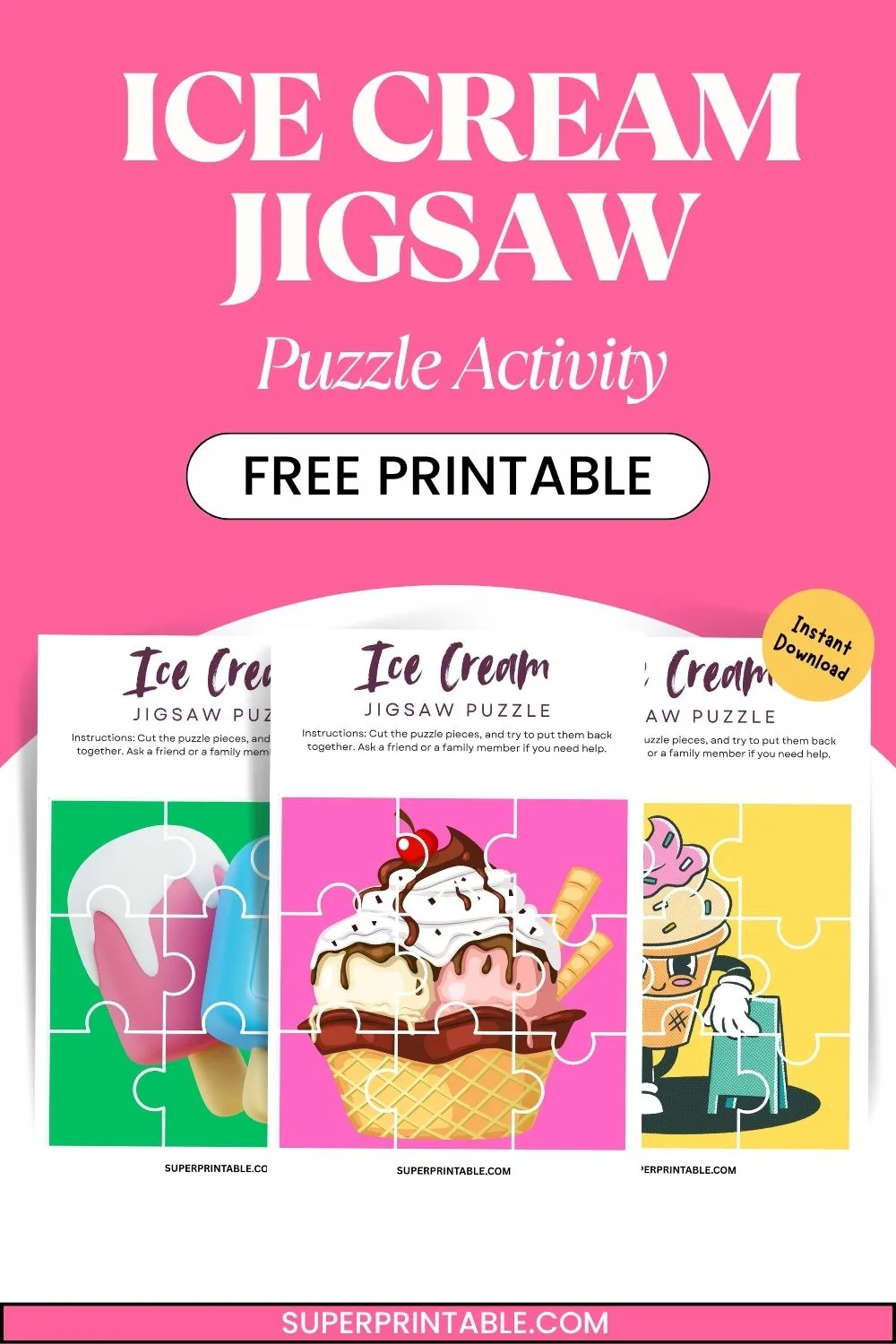 Ice Cream Jigsaw Puzzle Activity Pinterest Image