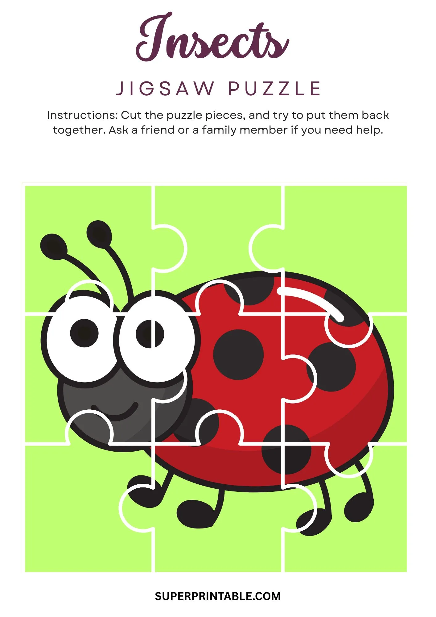 Insects Jigsaw Puzzle Activity 1