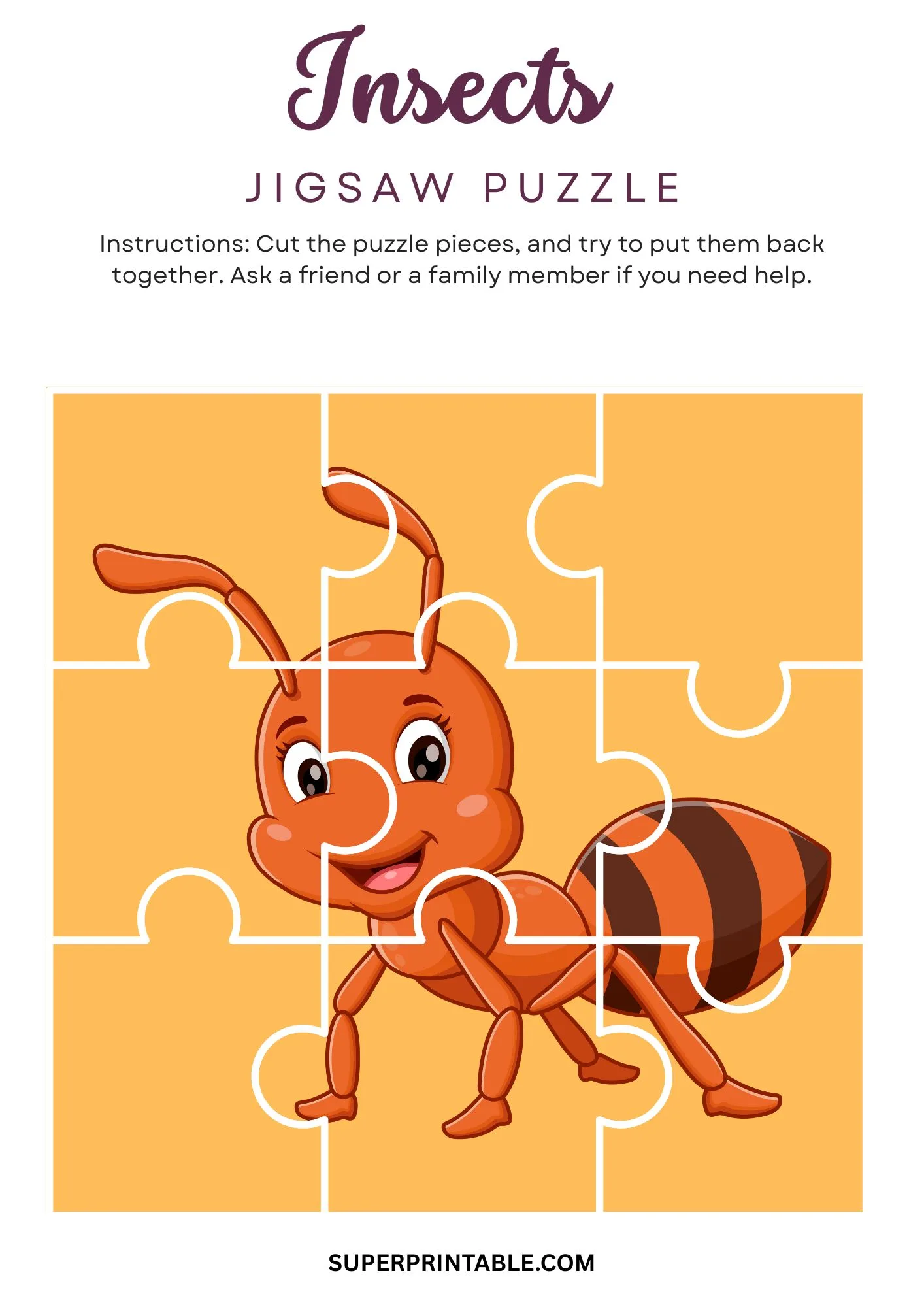 Insects Jigsaw Puzzle Activity 3