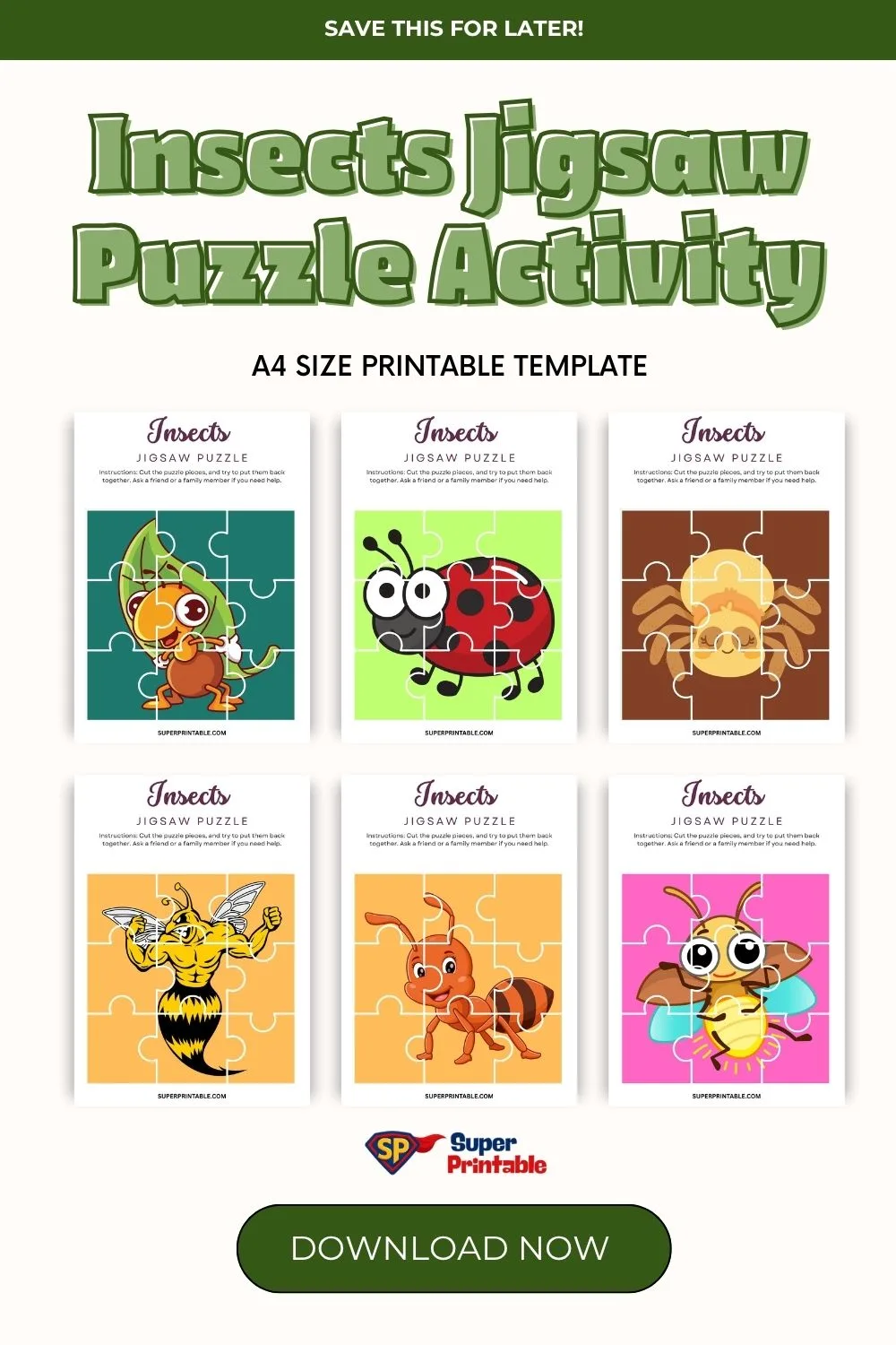 Insects Jigsaw Puzzle Activity Pinterest Image