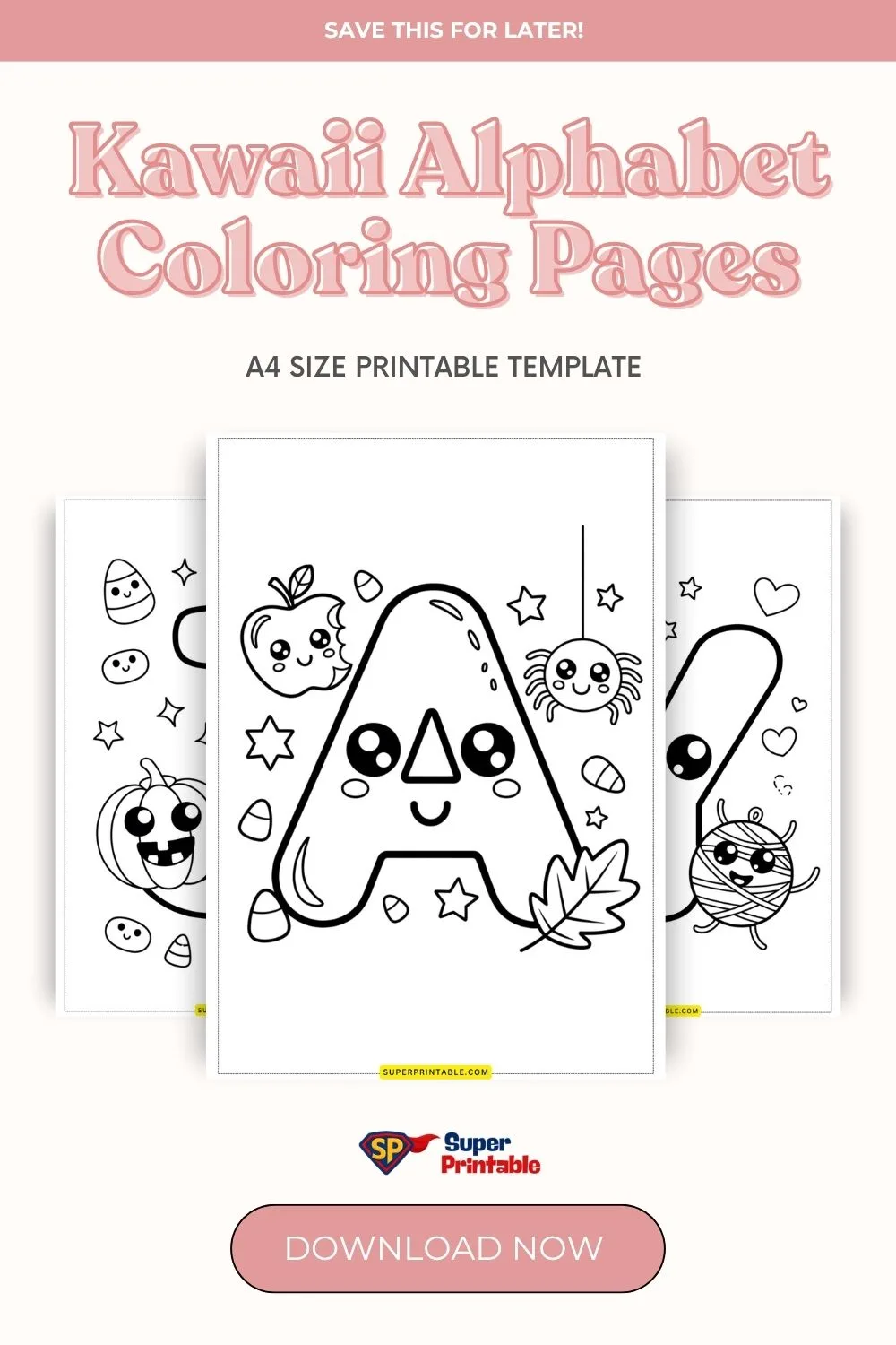 Kawaii Alphabet Coloring Pages Pinterest Image