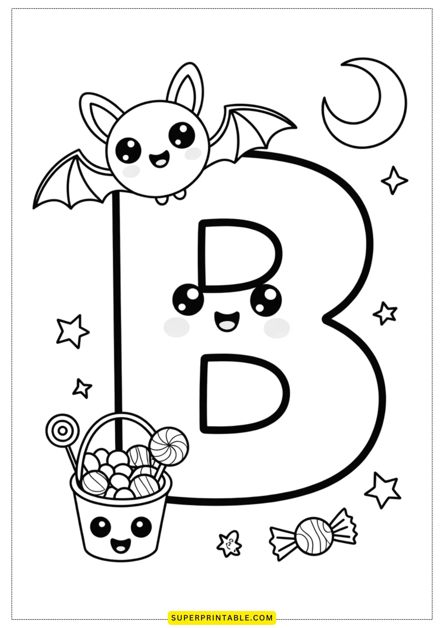 Kawaii Alphabet Coloring Pages 2