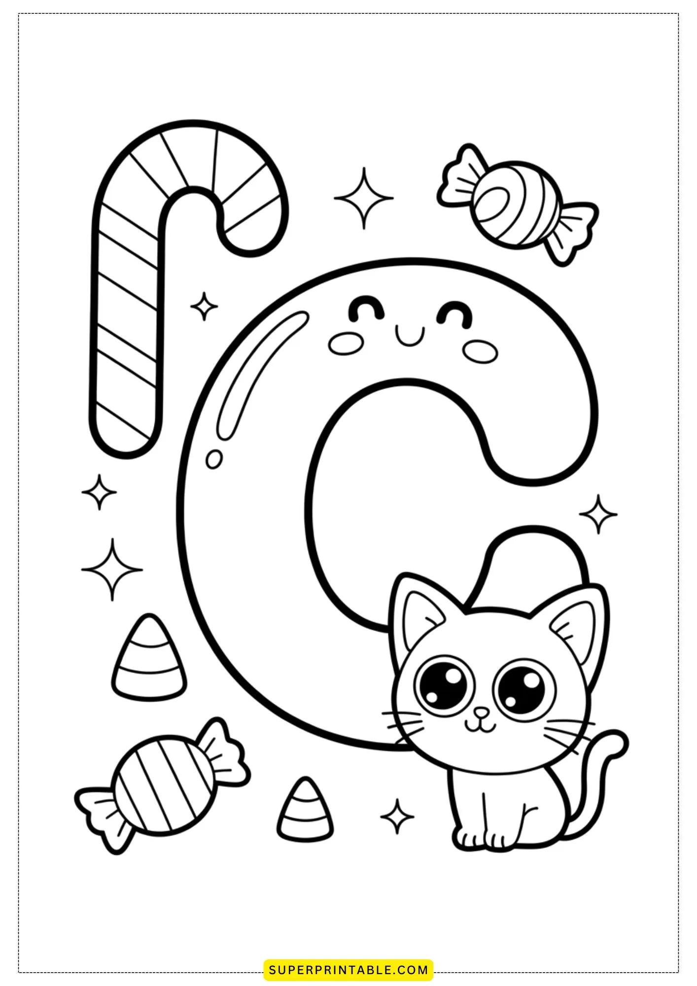 Kawaii Alphabet Coloring Pages 3