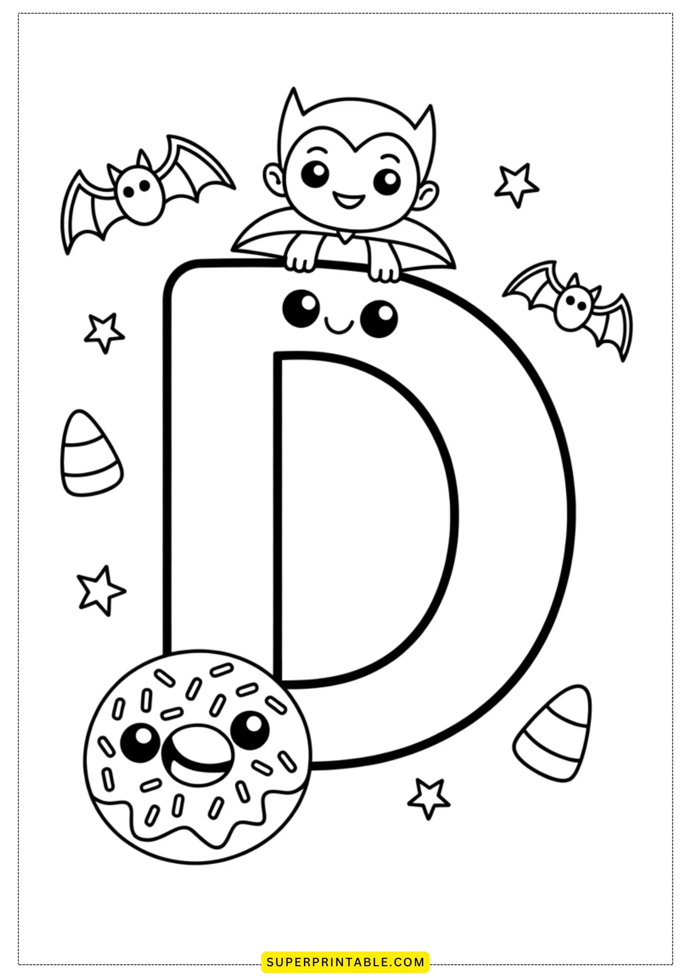Kawaii Alphabet Coloring Pages 4