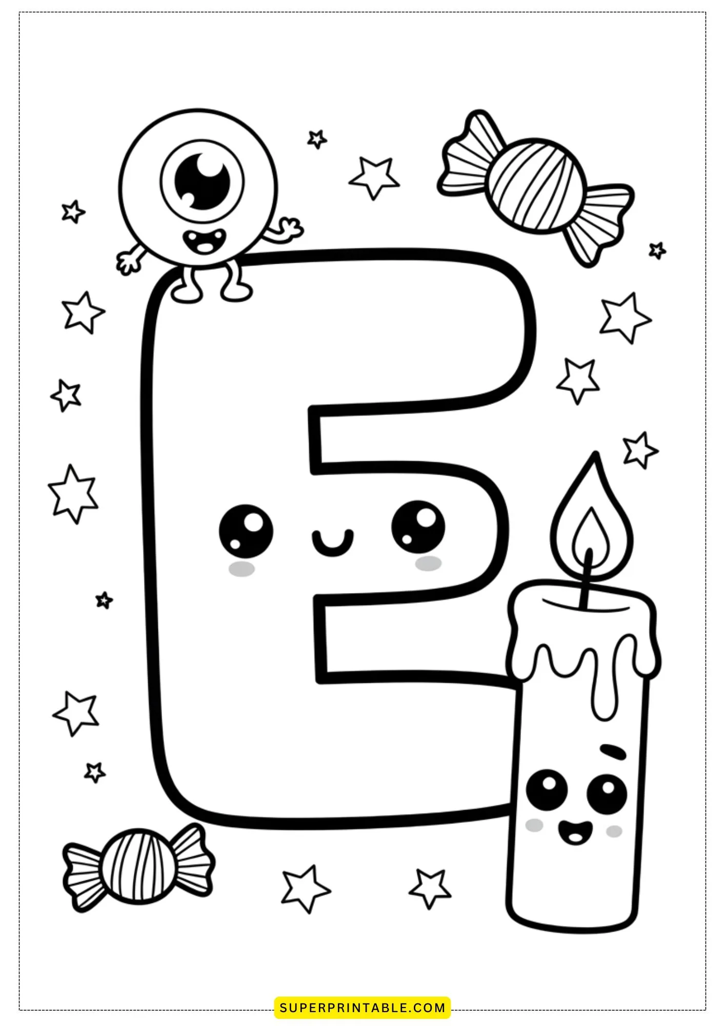 Kawaii Alphabet Coloring Pages 5