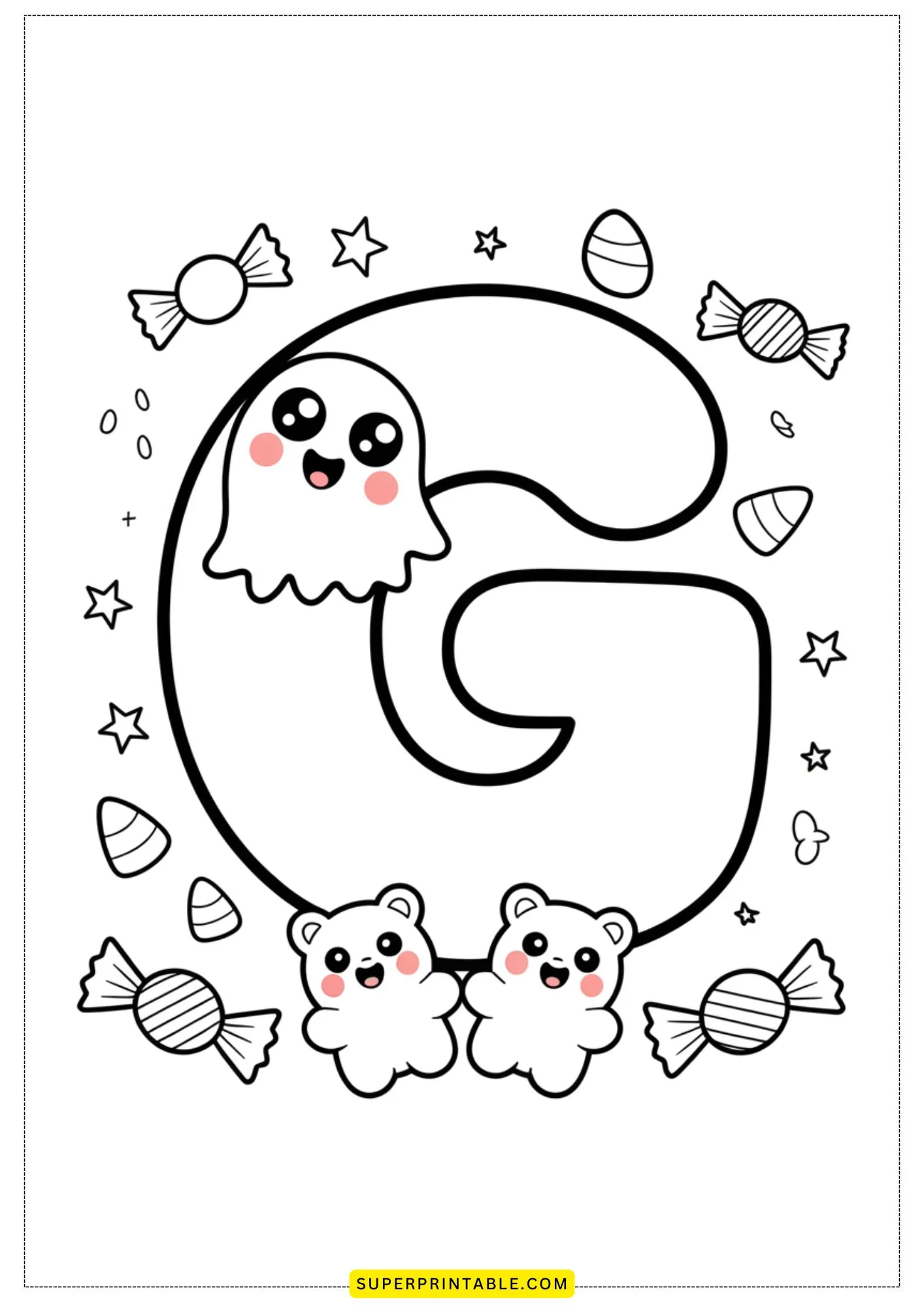 Kawaii Alphabet Coloring Pages 7