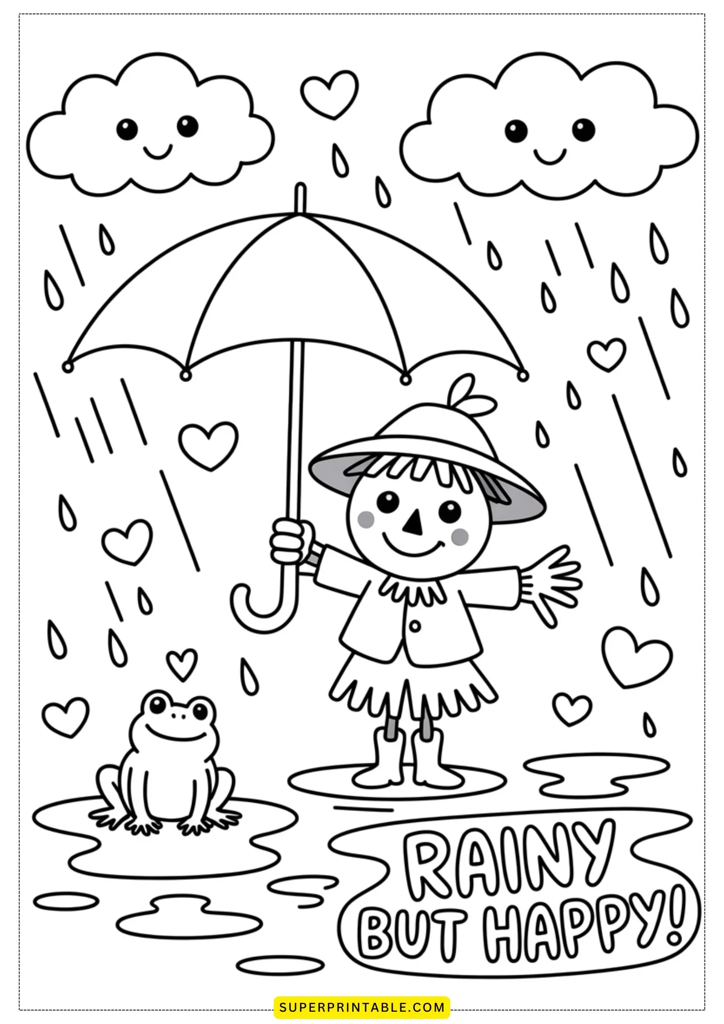 Kawaii Scarecrow Adventures Coloring Pages 5