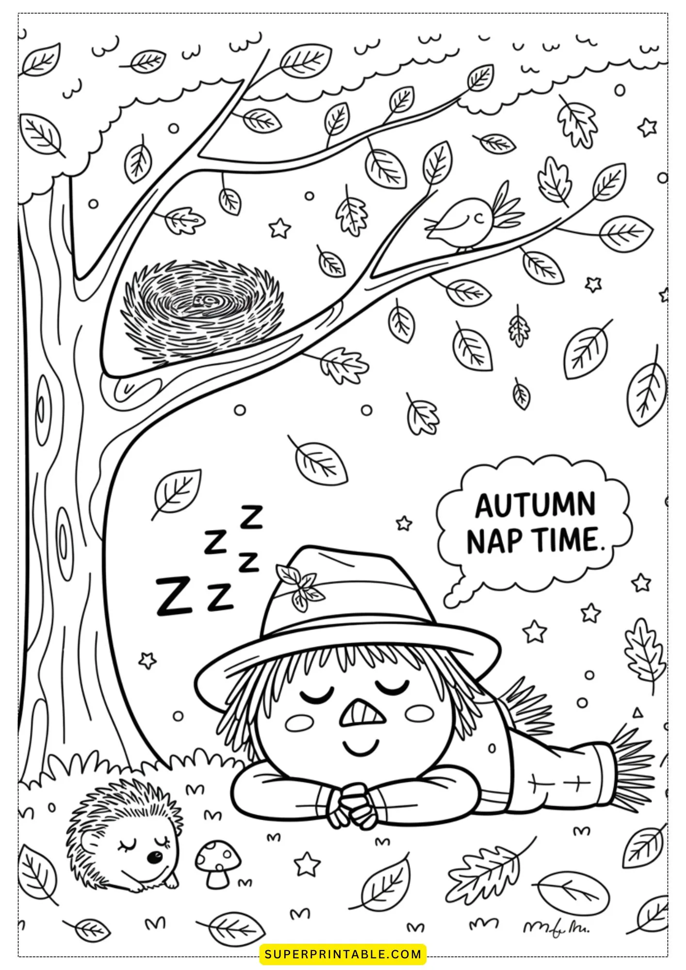 Kawaii Scarecrow Adventures Coloring Pages 6