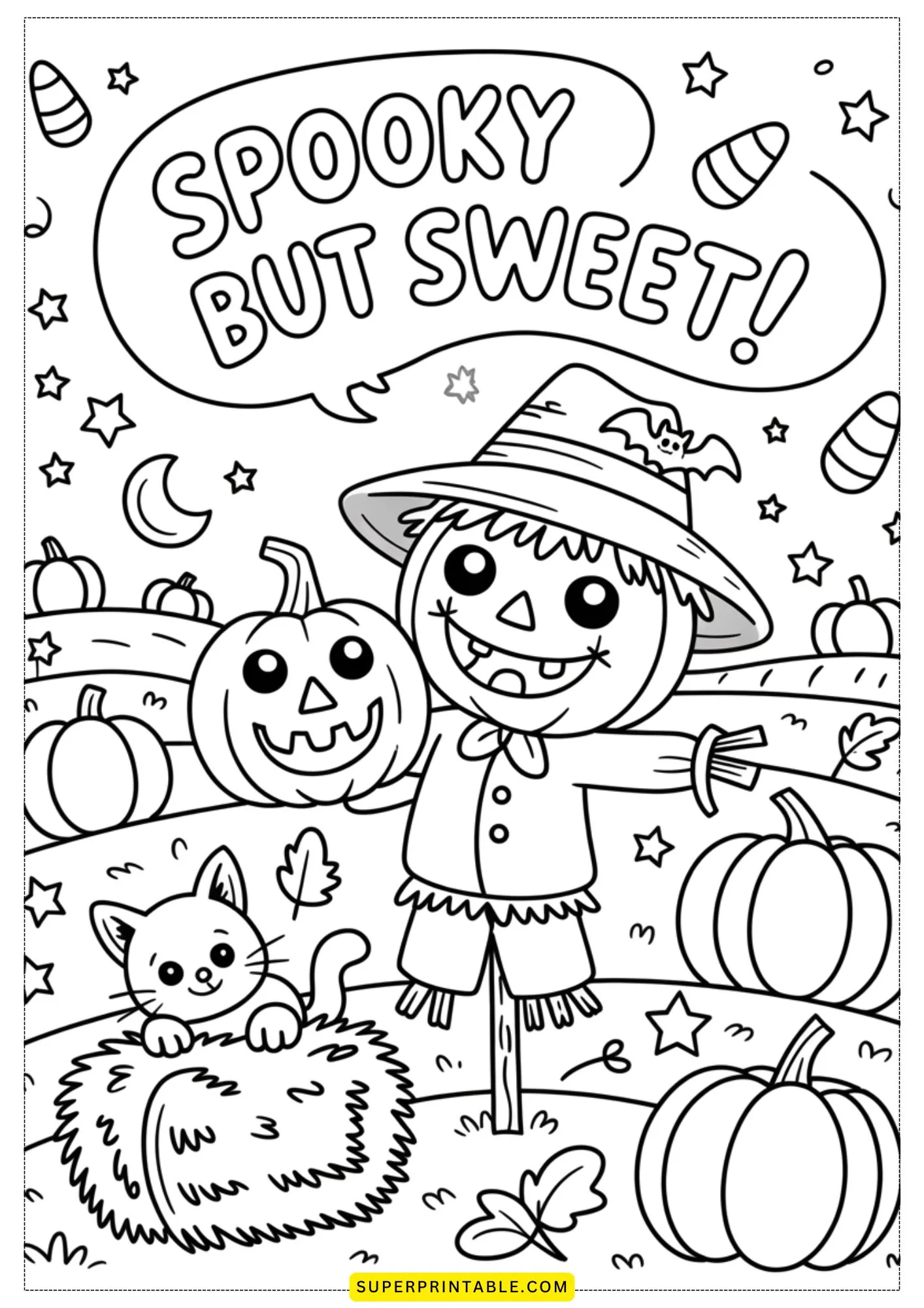 Kawaii Scarecrow Adventures Coloring Pages 8