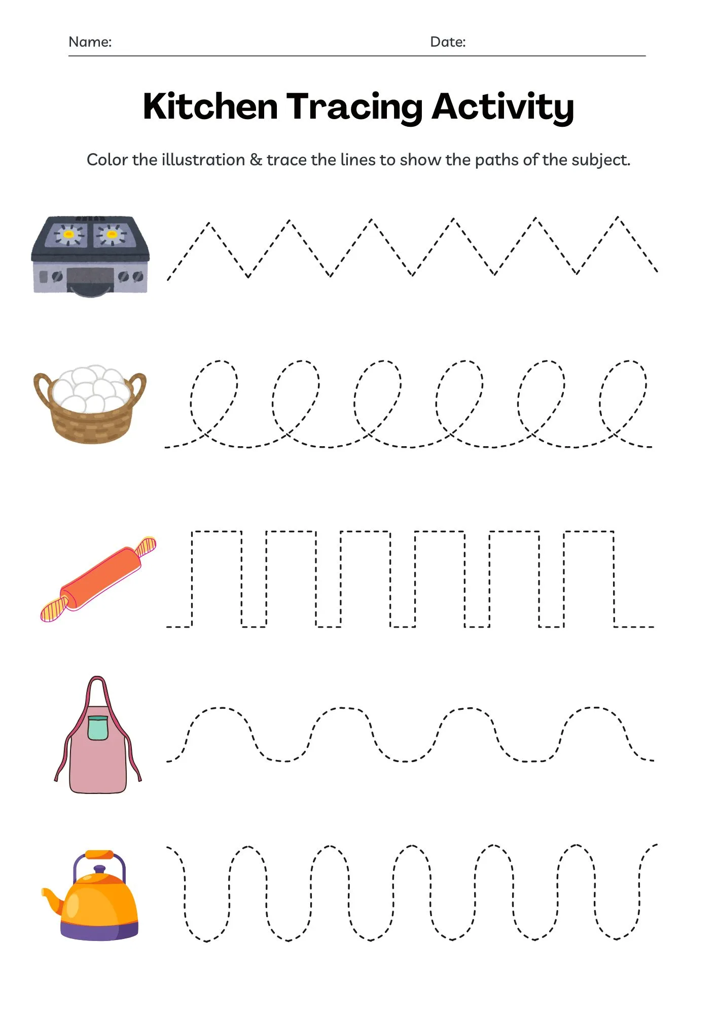 Kitchen Tracing Activity 2