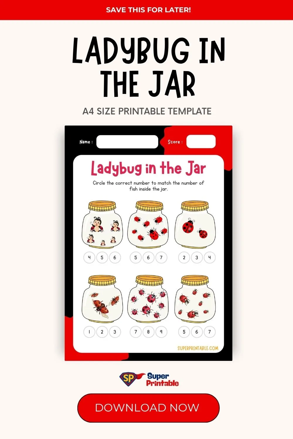 Ladybug in the Jar Pinterest Image