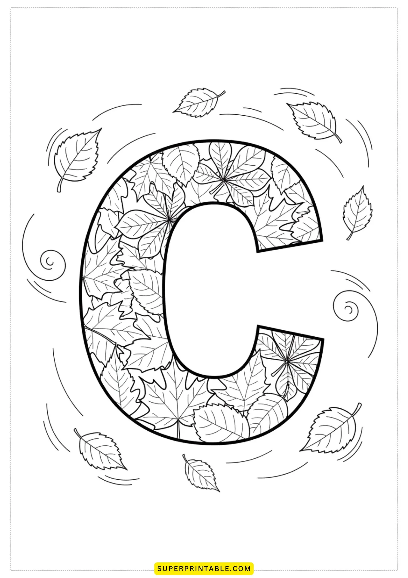 Leaf Alphabet Coloring Pages 3