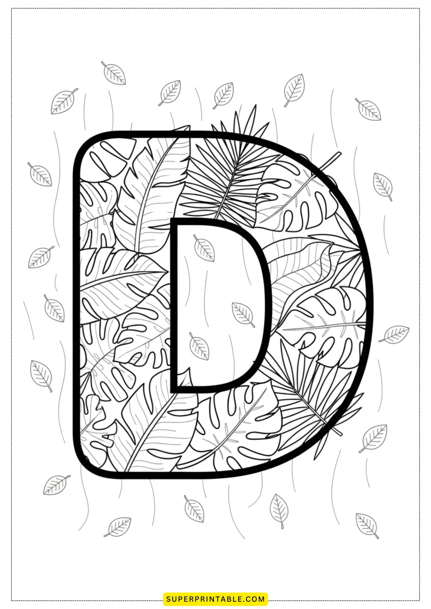 Leaf Alphabet Coloring Pages 4