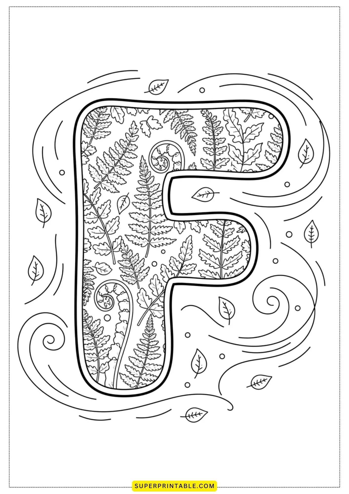 Leaf Alphabet Coloring Pages 6