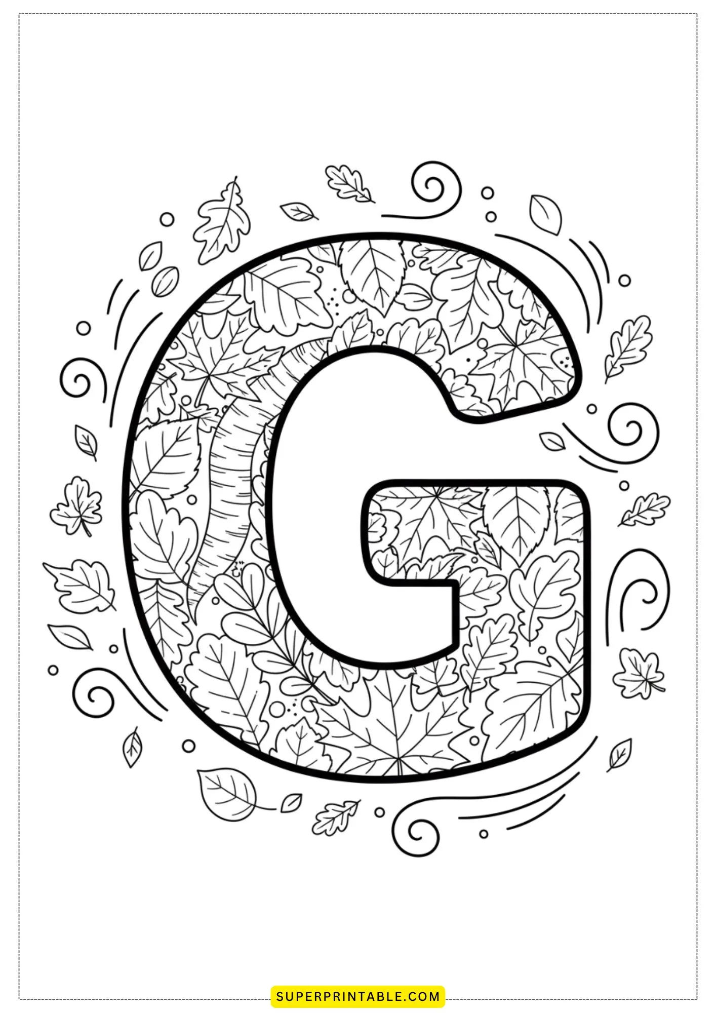 Leaf Alphabet Coloring Pages 7