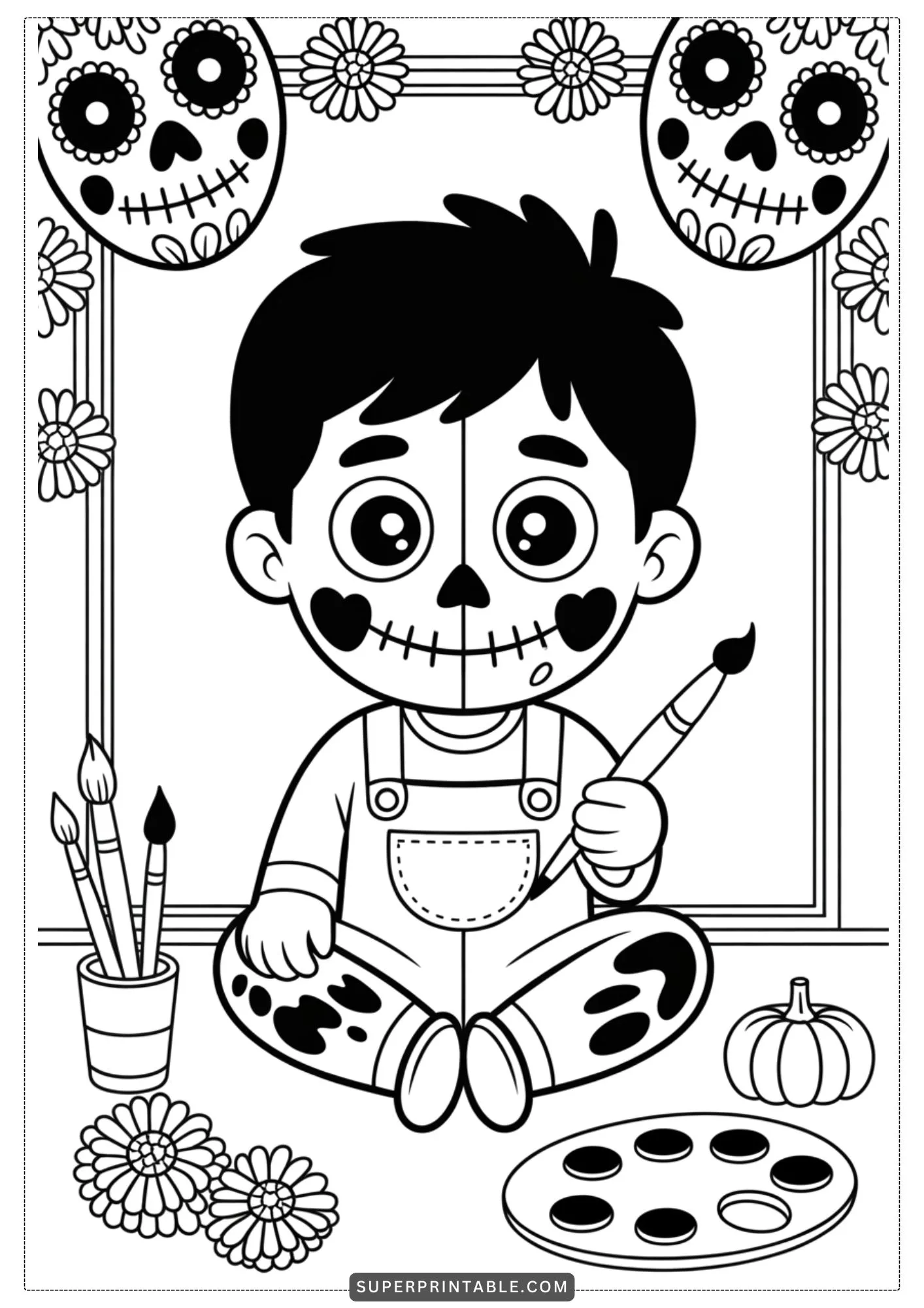 Little Spirits of the Day of the Dead Coloring Pages 2