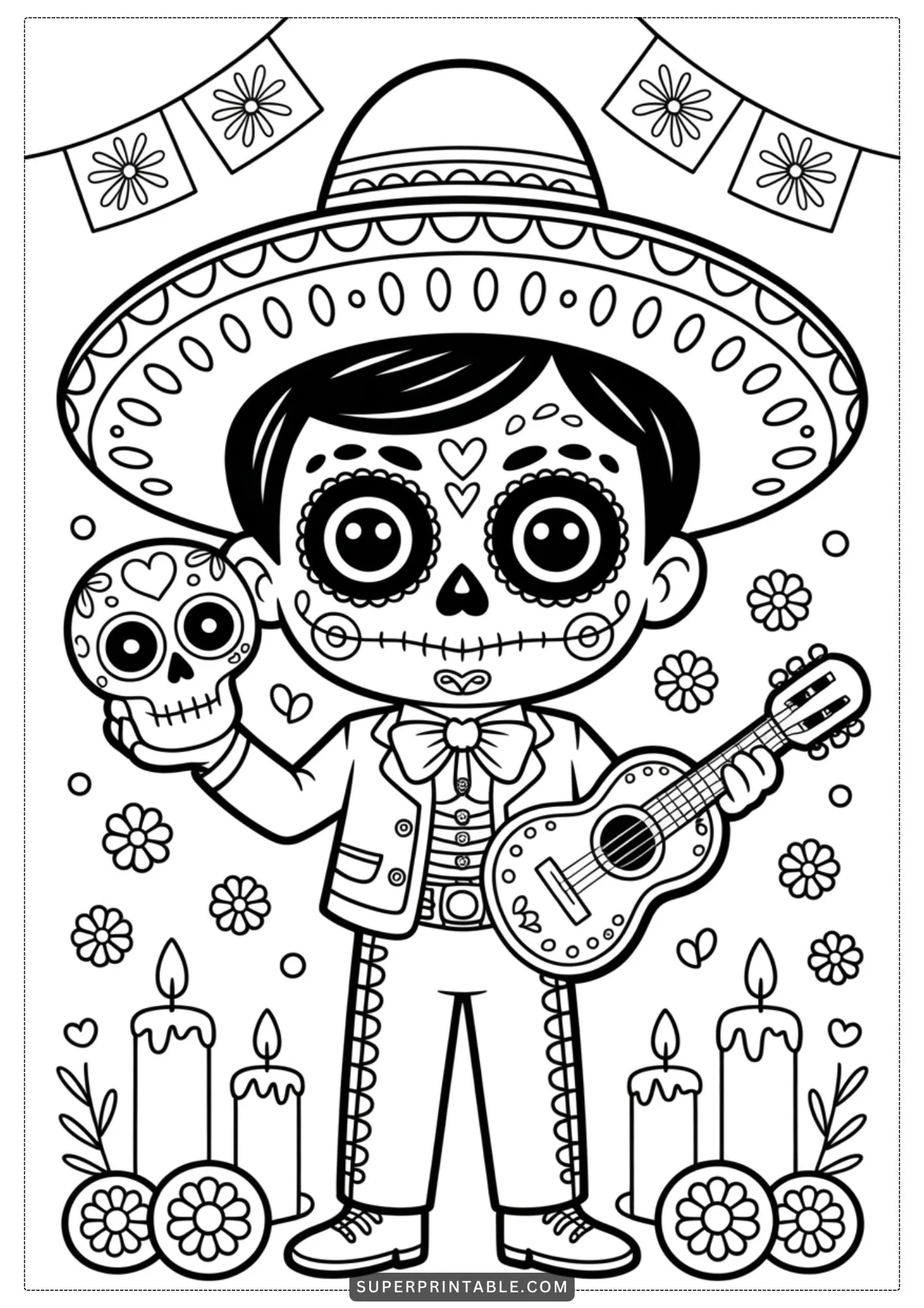 Little Spirits of the Day of the Dead Coloring Pages 4