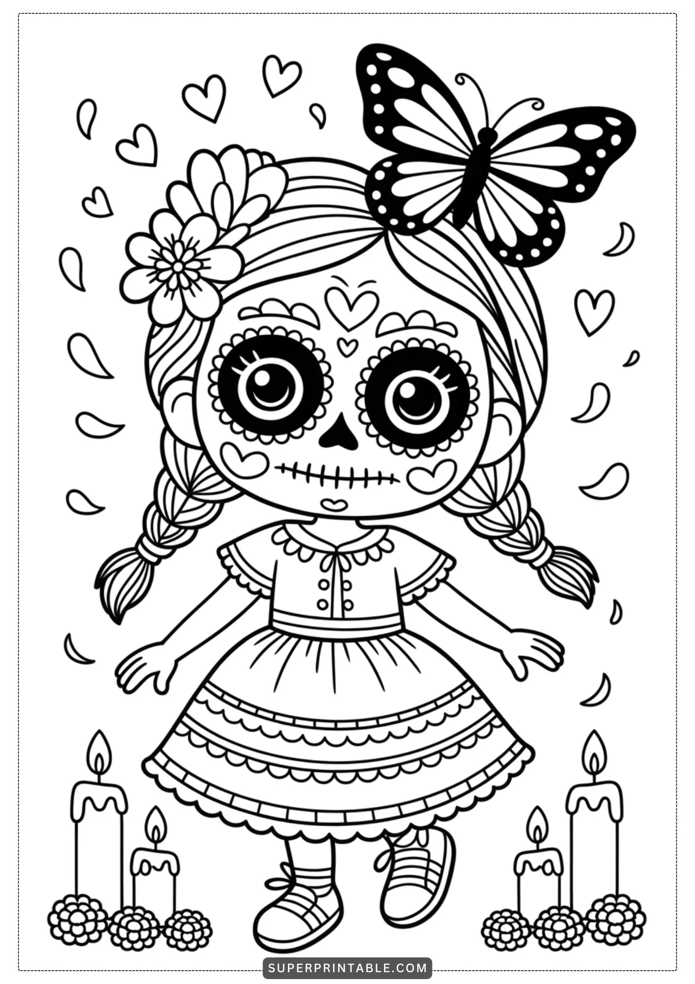 Little Spirits of the Day of the Dead Coloring Pages 5