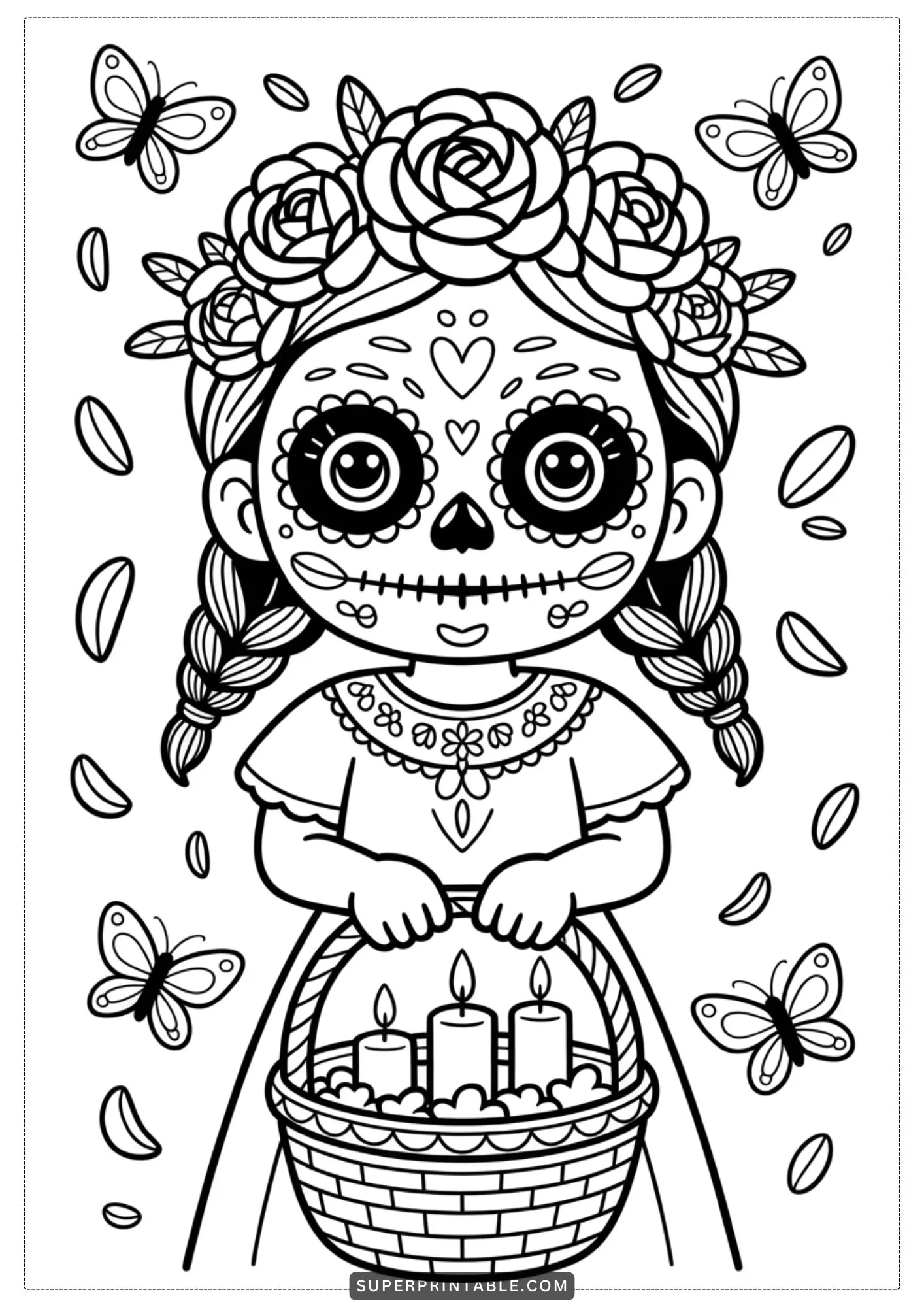 Little Spirits of the Day of the Dead Coloring Pages 7