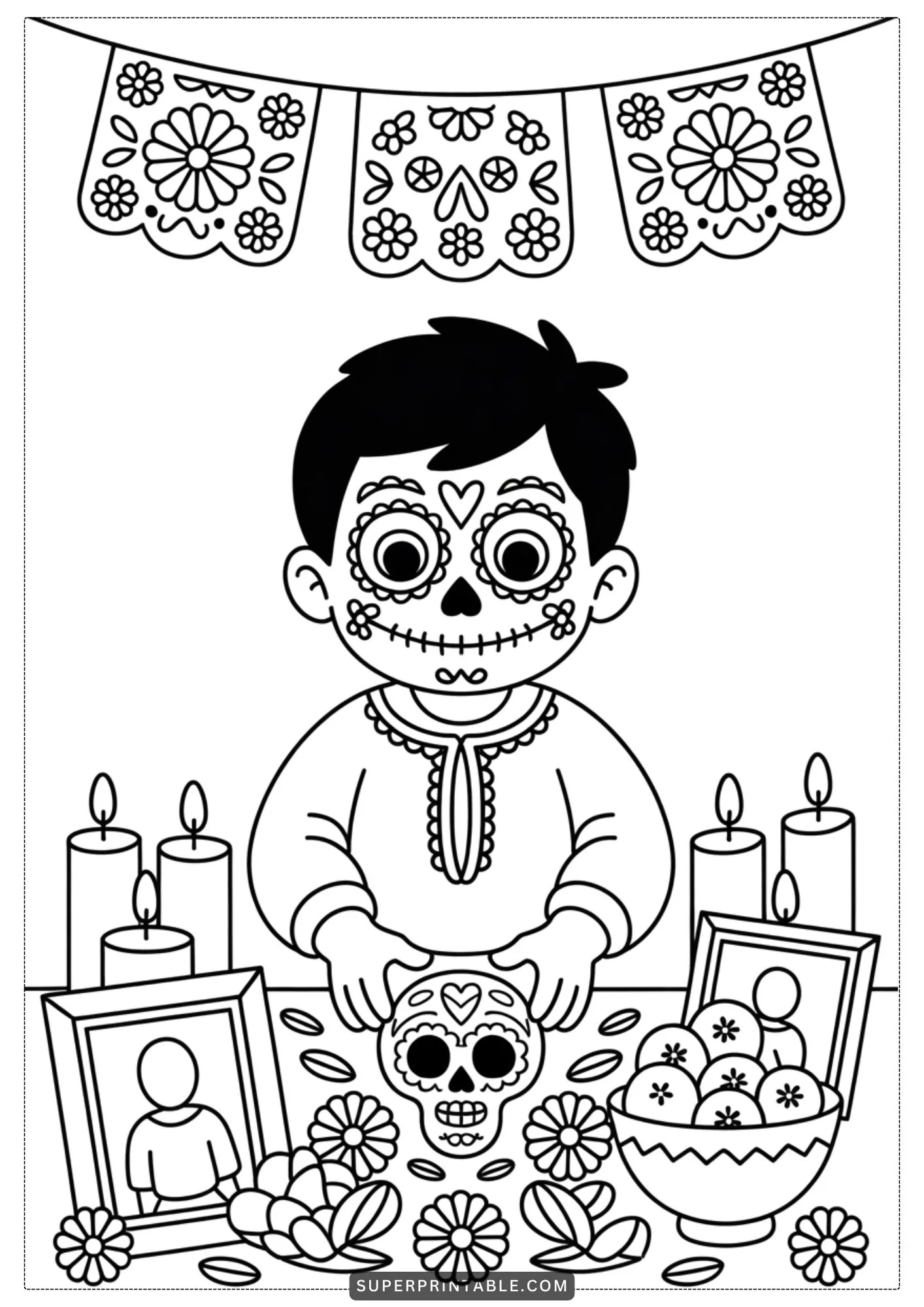 Little Spirits of the Day of the Dead Coloring Pages 8