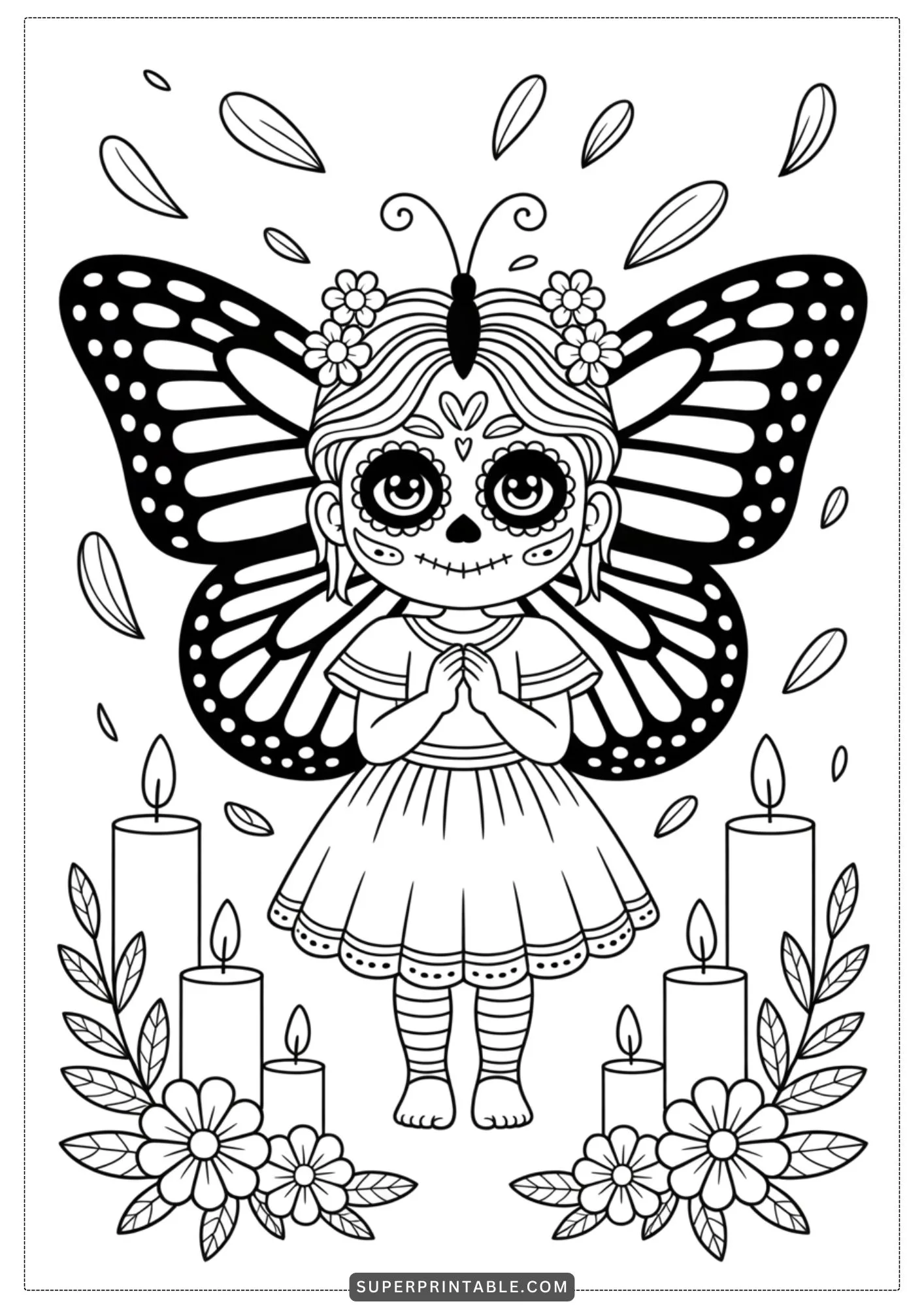 Little Spirits of the Day of the Dead Coloring Pages 9