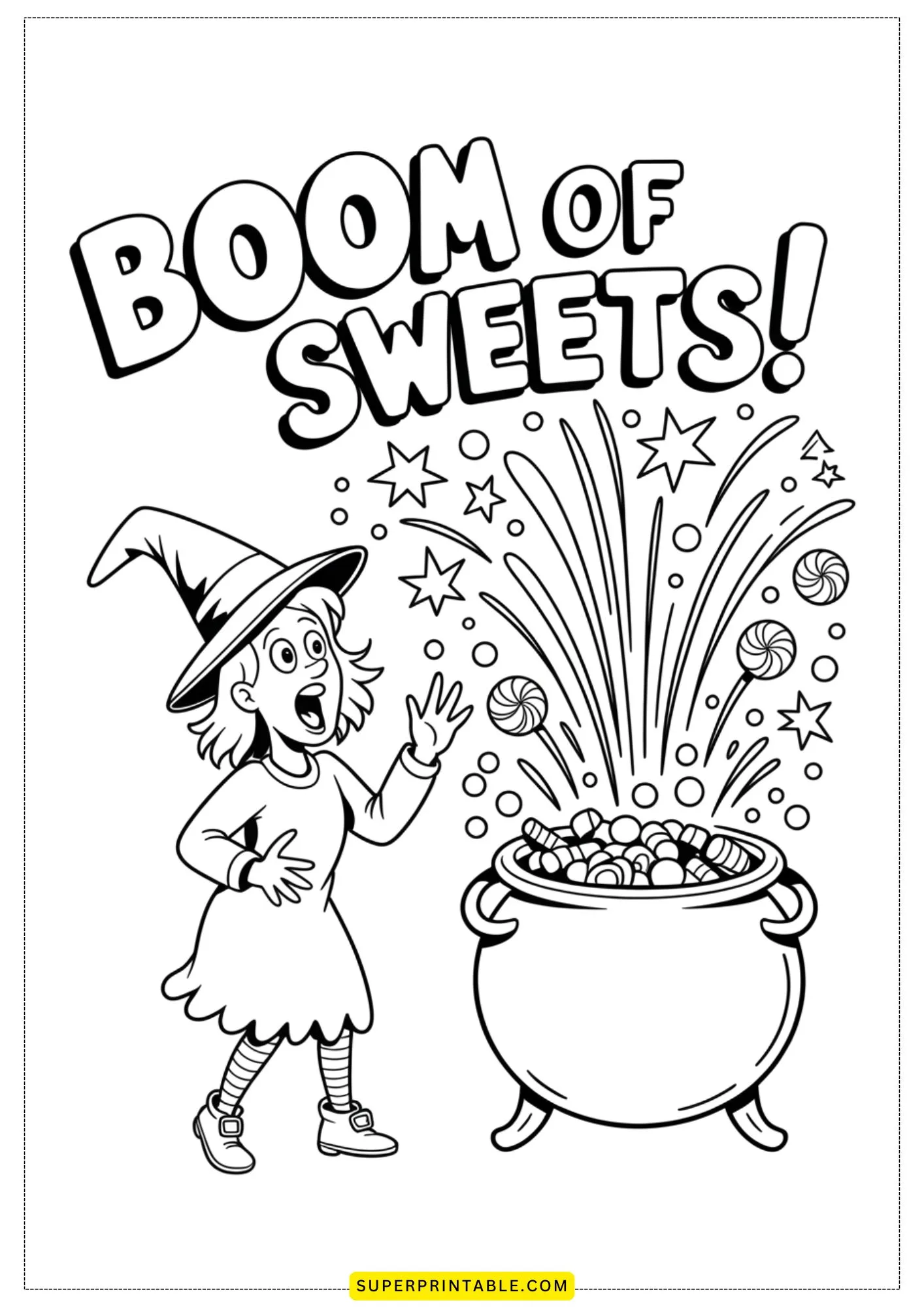 Magical Witches & Cauldrons Coloring Pages 1
