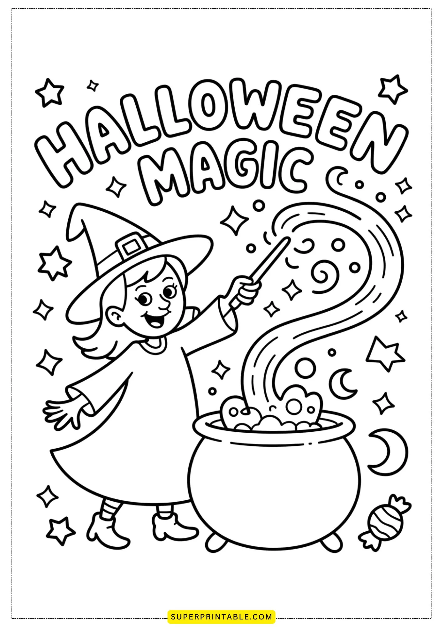 Magical Witches & Cauldrons Coloring Pages 2
